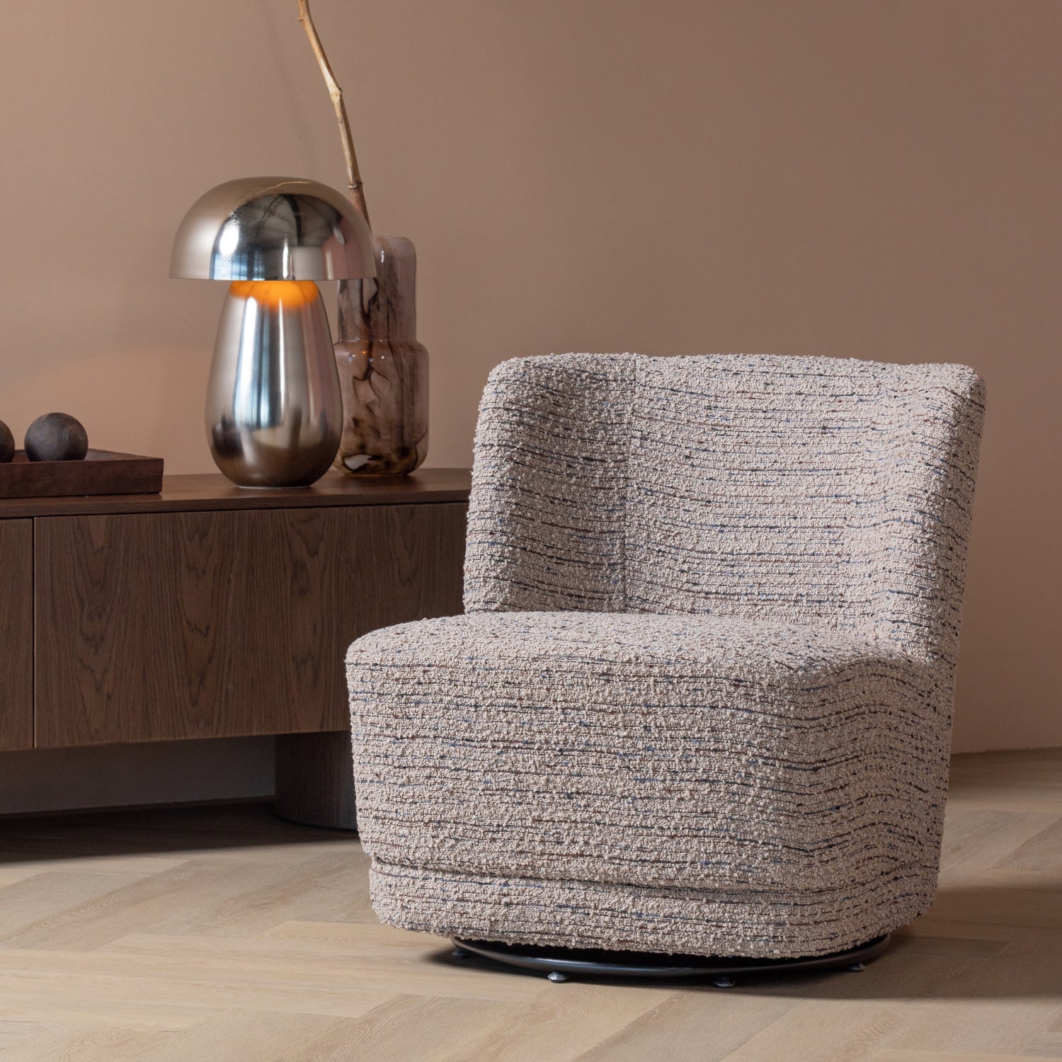 ATTY swivel armchair in dark beige mélange