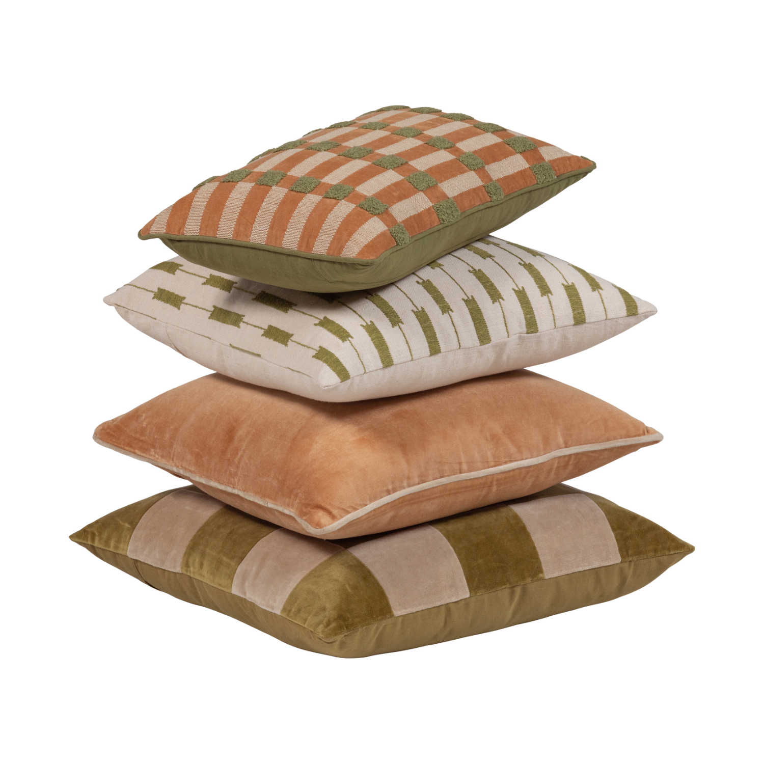 Súprava vankúšov VOLA zelená s oranžovou