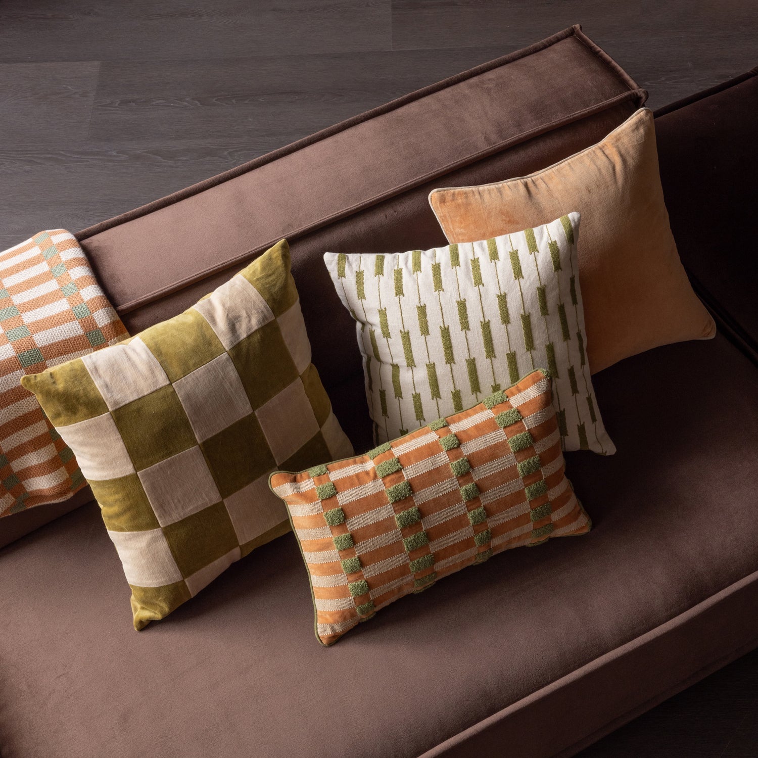 Súprava vankúšov VOLA zelená s oranžovou