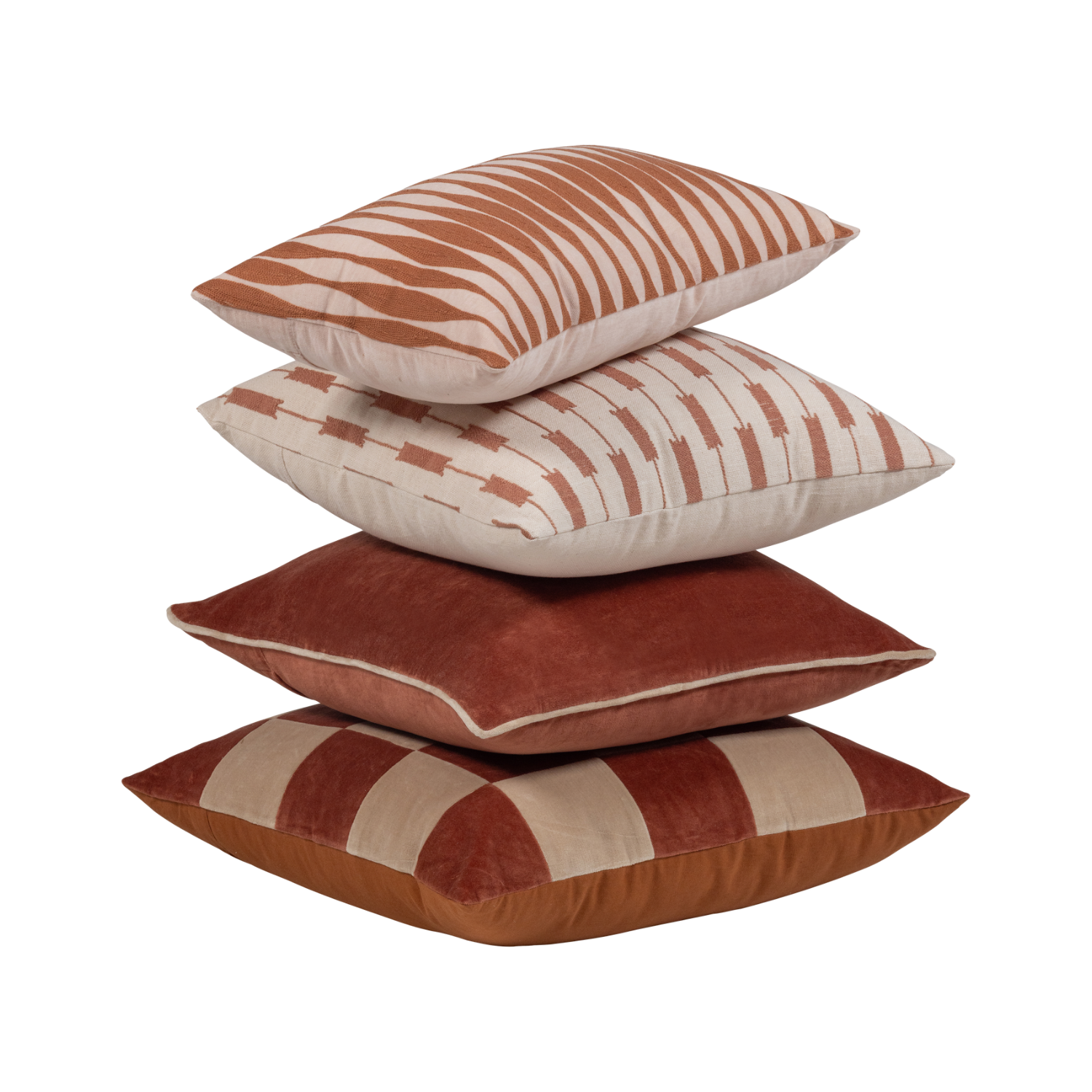 Súprava vankúšov ZENA ružová s hrdzavohnedou