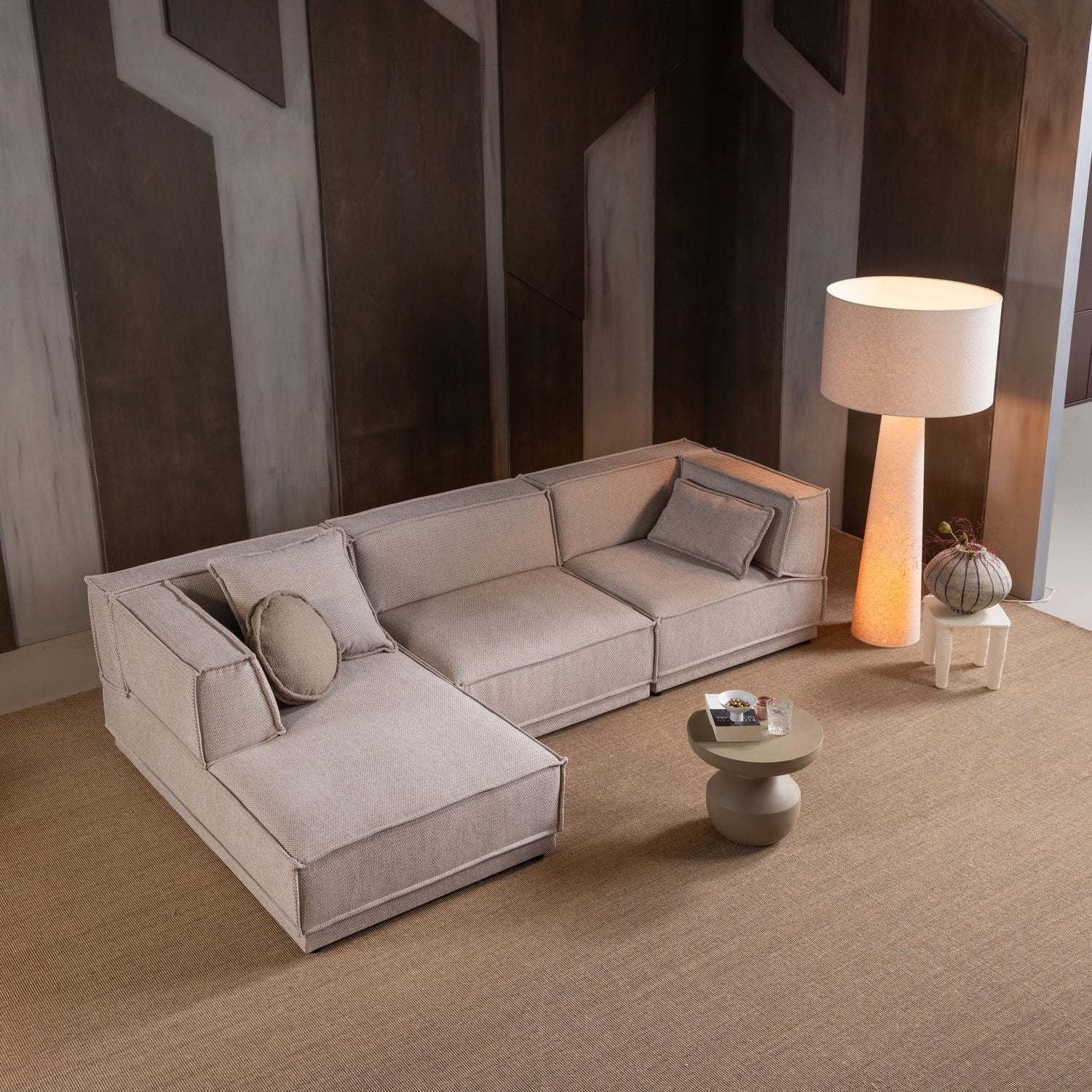 Podlahová lampa LOFT XXL béžový boucle