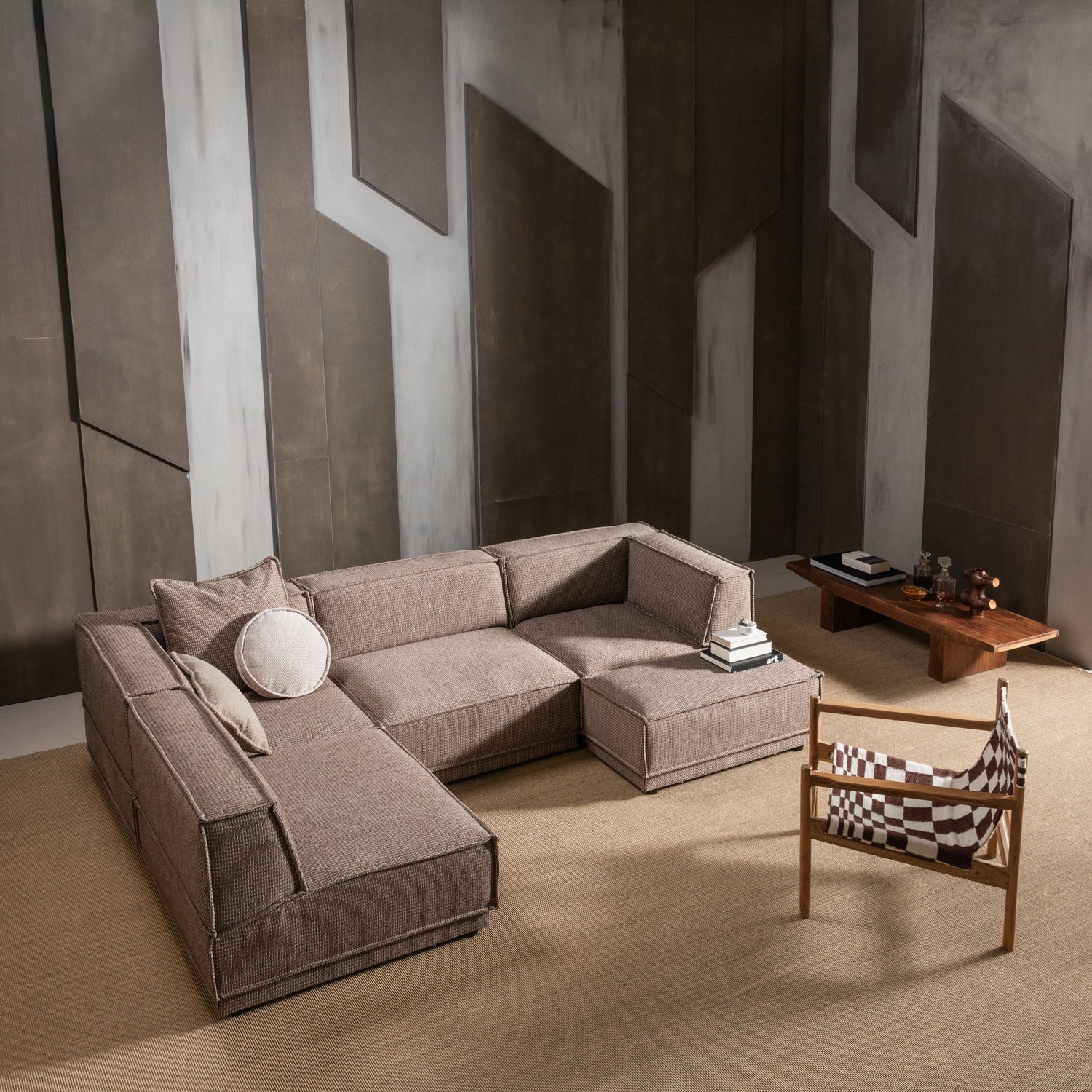 ZANO Armchair in Brown with Beige