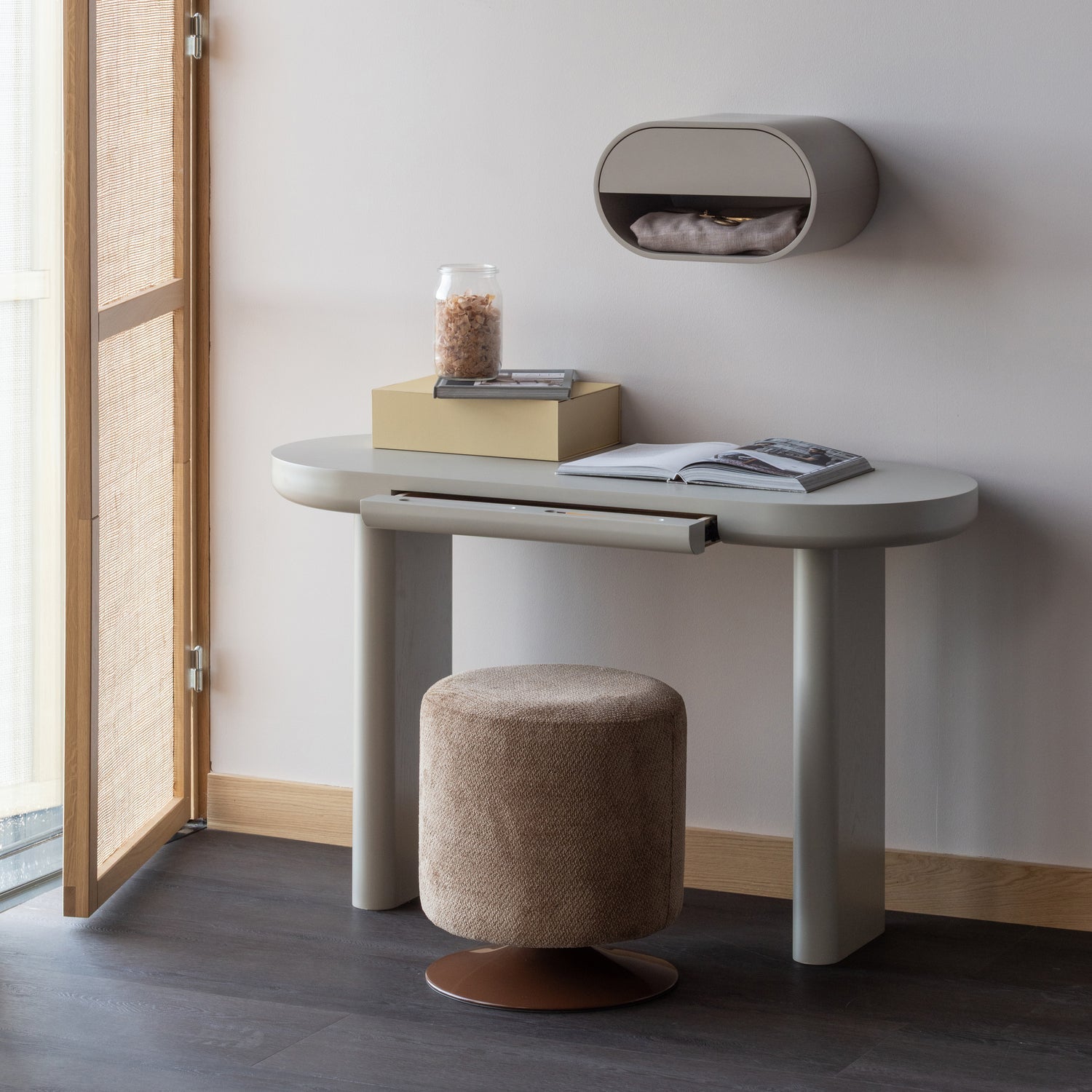 MOMO Beige Wall-Mounted Nightstand