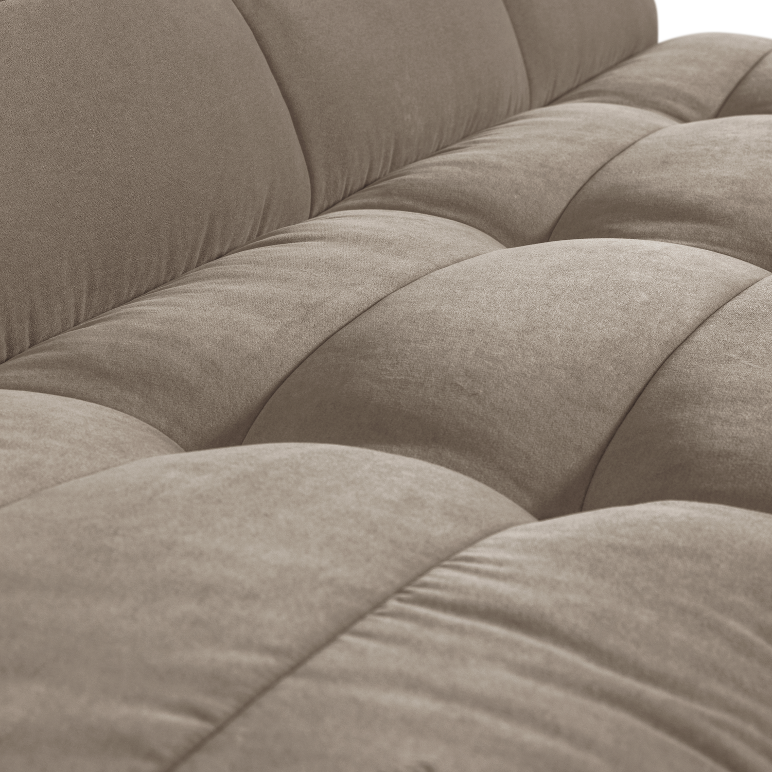 Sofa modulárna zamatová CLUSTER BENCH - prvok 3-osobový béžový
