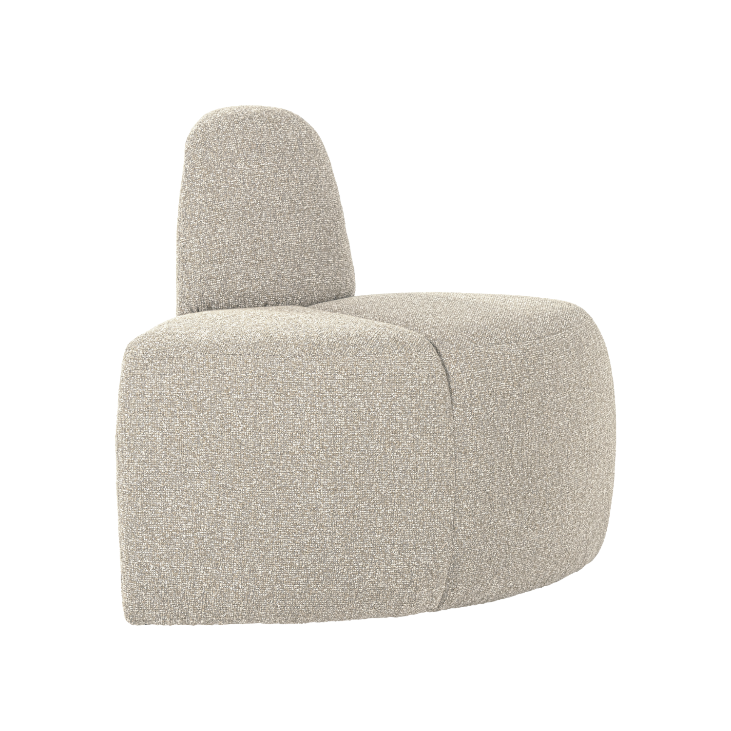 MOJO BENCH Modular Sofa - Rounded Corner Element in Beige Bouclé