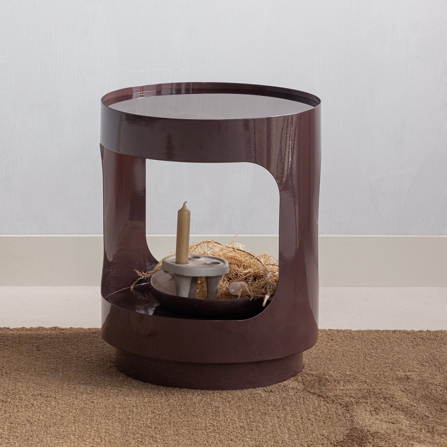 SERO Brown Side Table with Glass Top