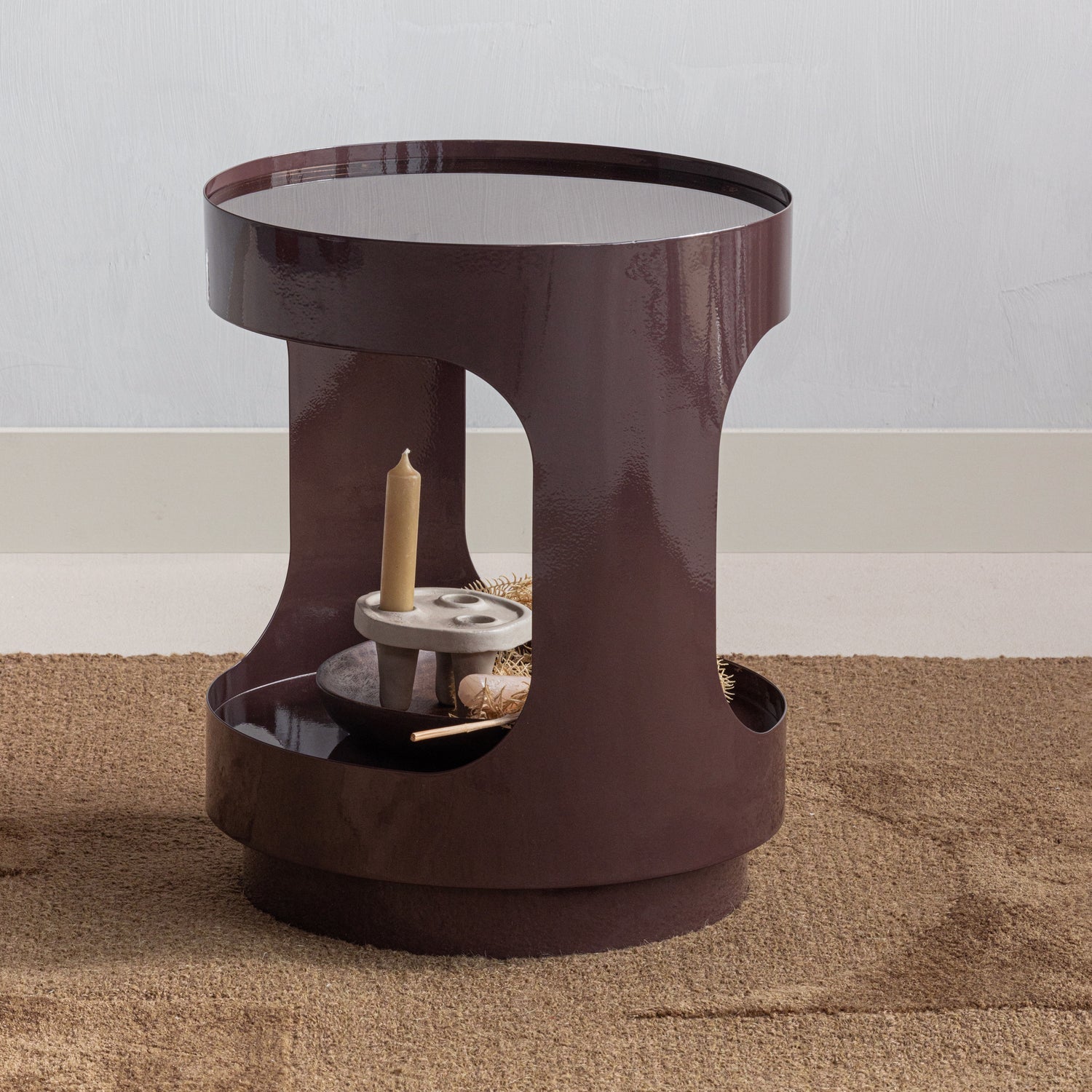 SERO Brown Side Table with Glass Top