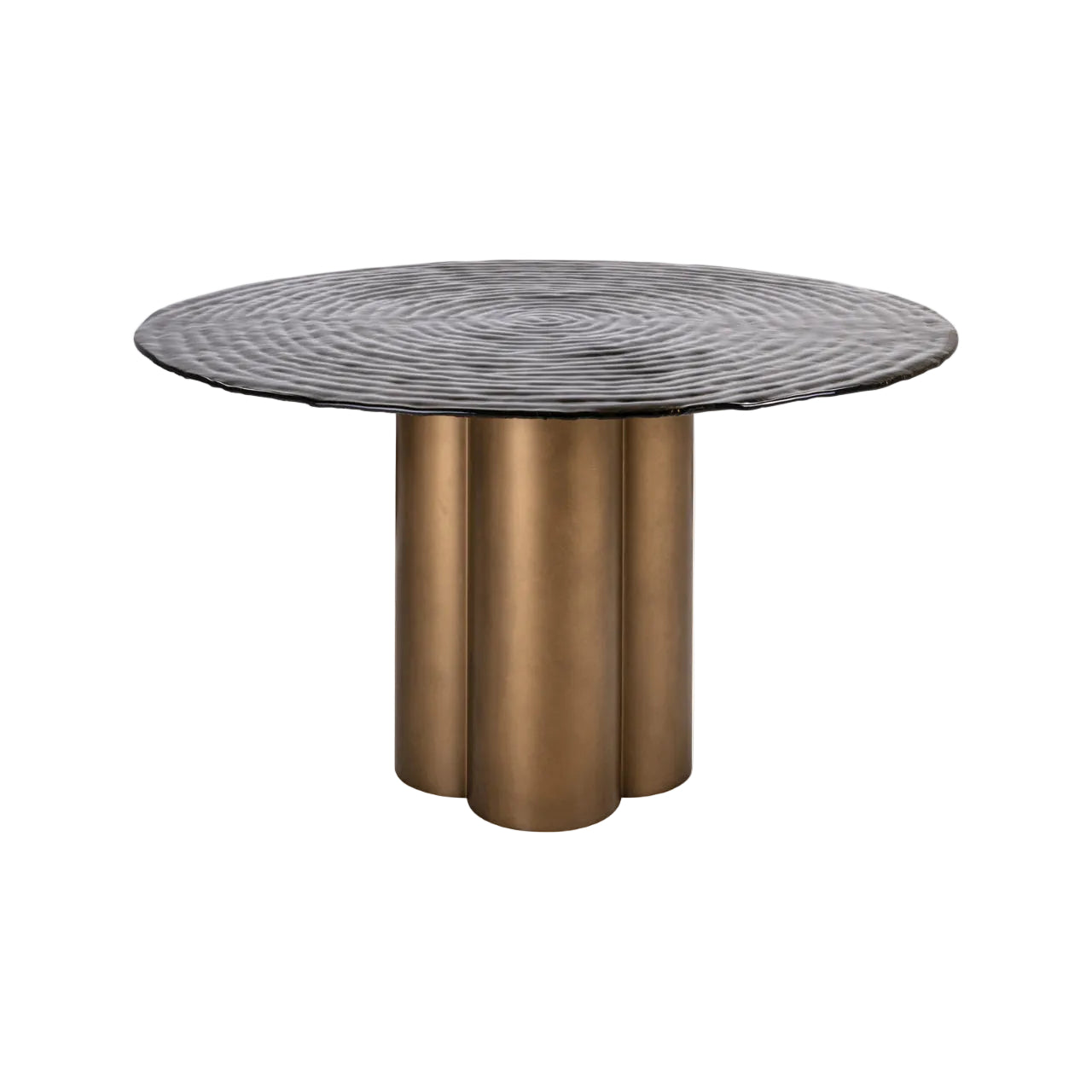 Round Table GLASTONBURRY with Glass Top and Brown Base