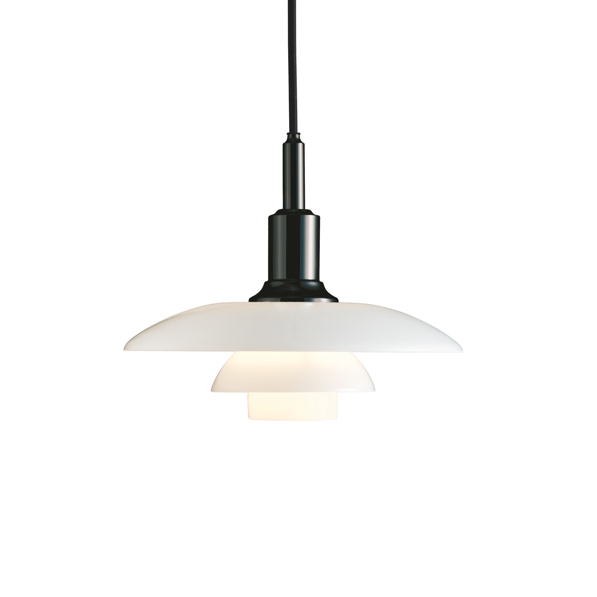 PH 3/2 Pendant Lamp in White with Black Finish
