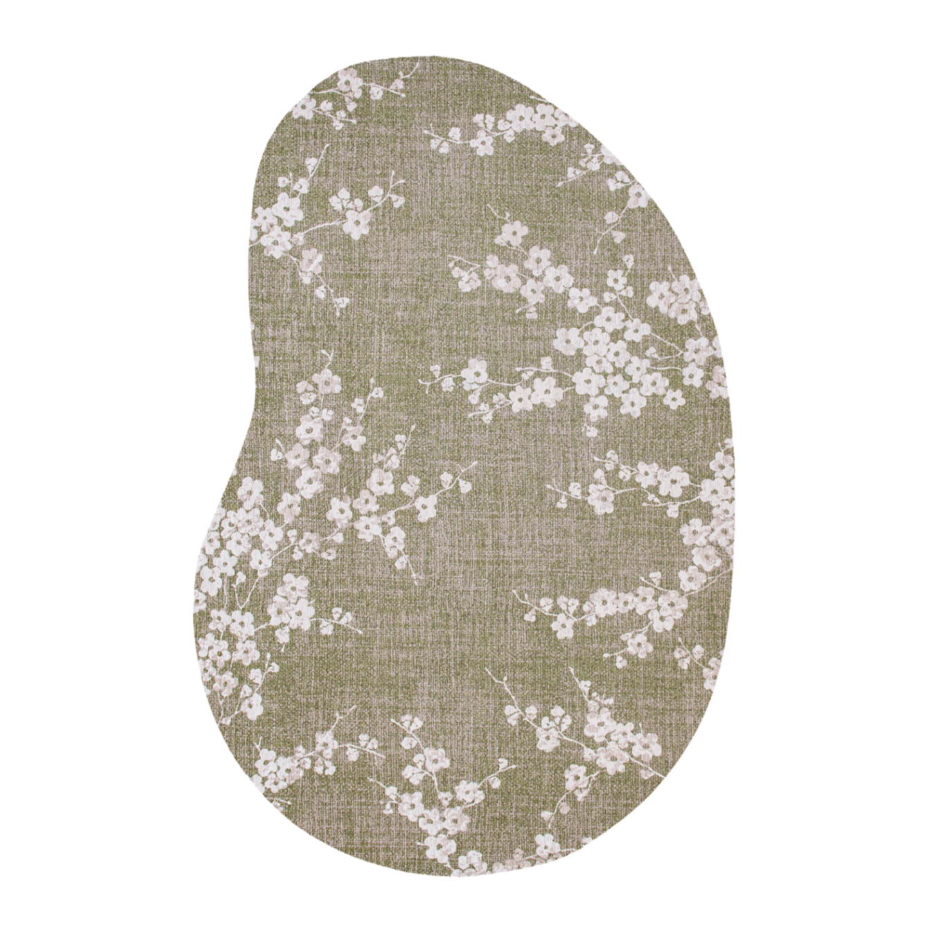 Okrúhly koberec SAKURA zelený s bielou