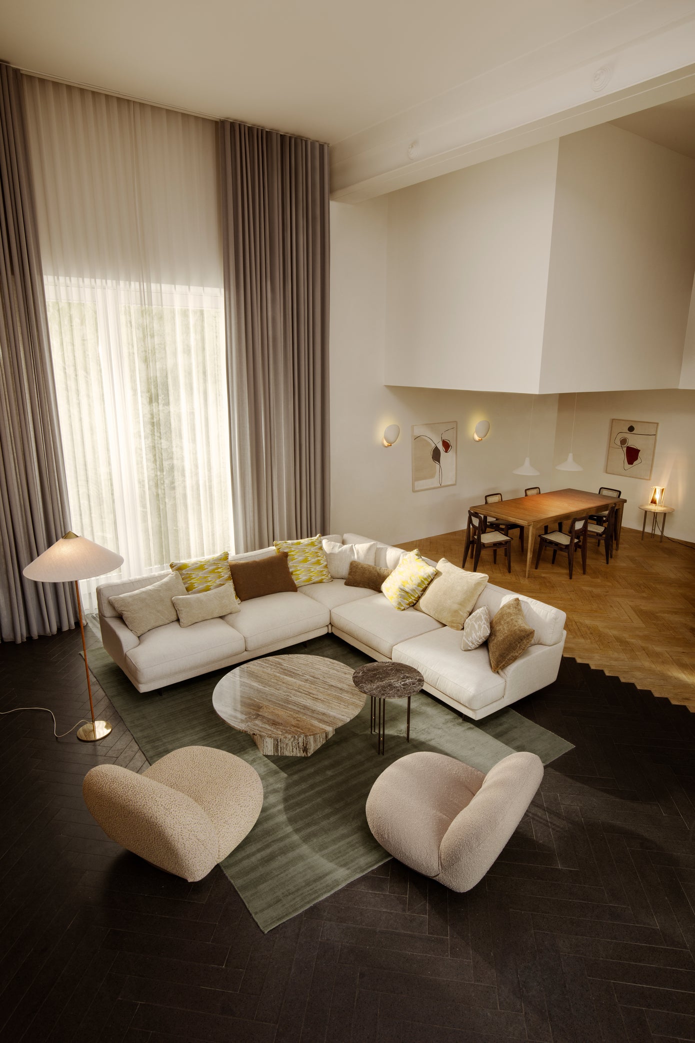 GUBI rug in rusty red with long pile