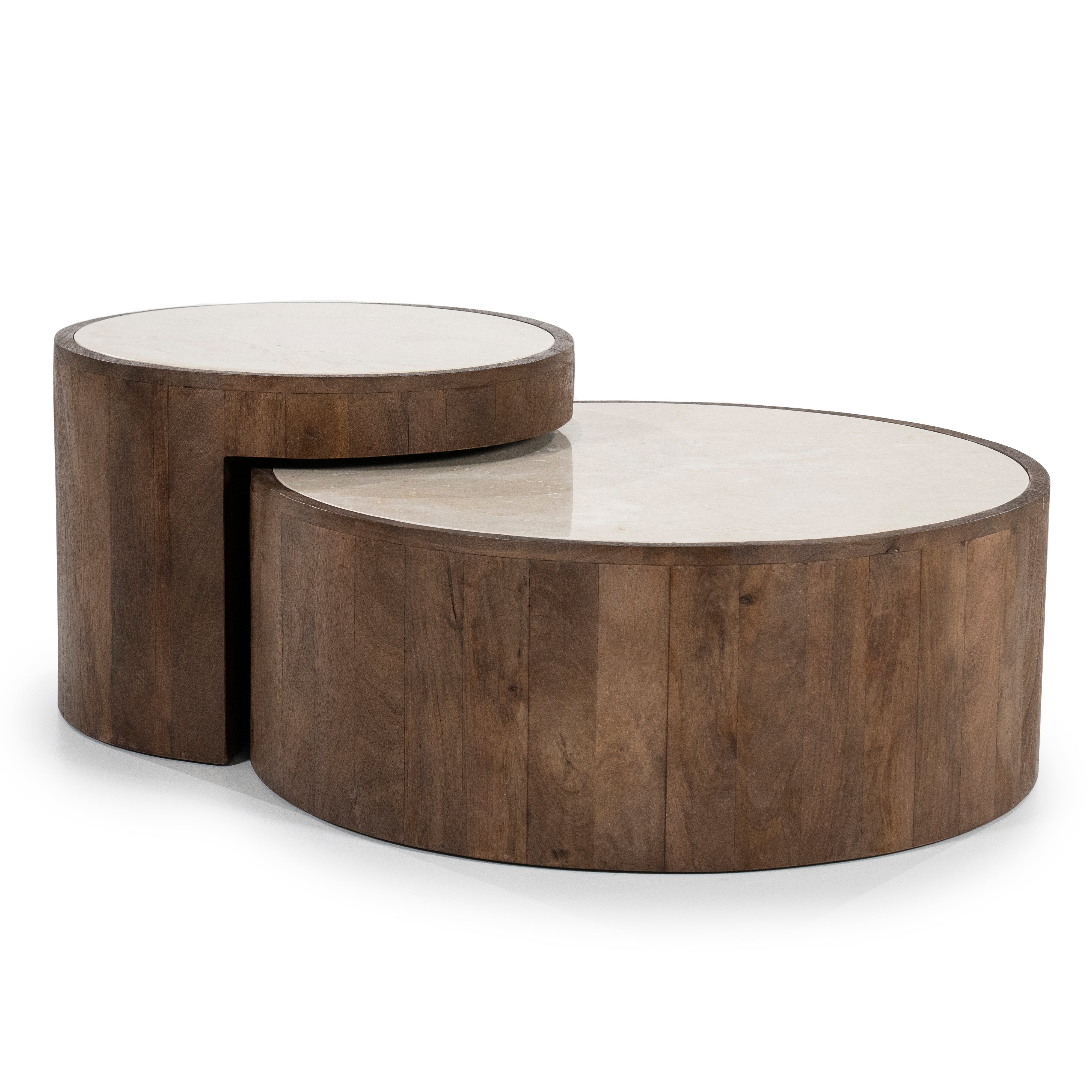 HAZEL Table Set Dark Brown Mango Wood with Marble Top