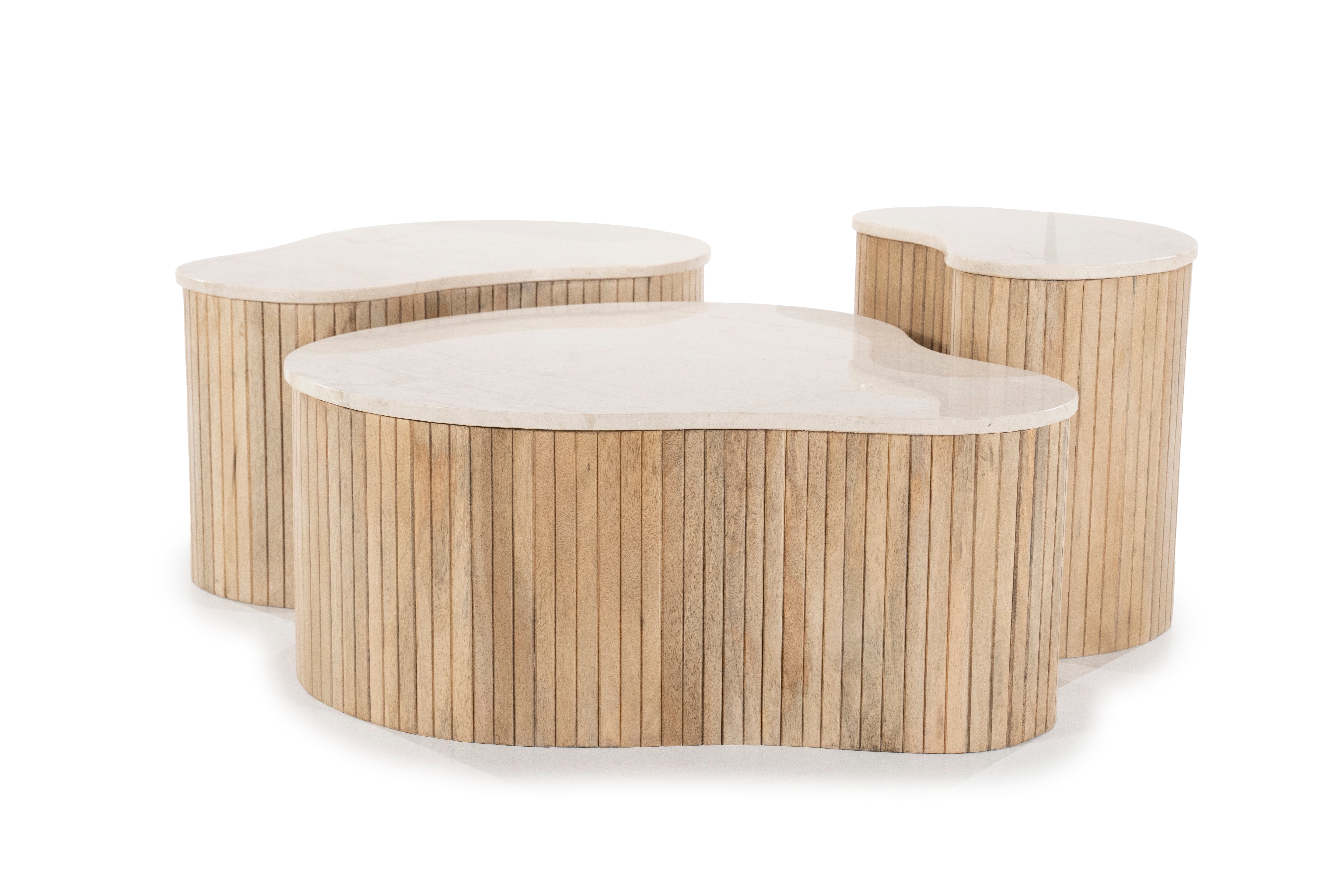 Bočný stolík KIRA z mangového dreva s mramorovou doskou