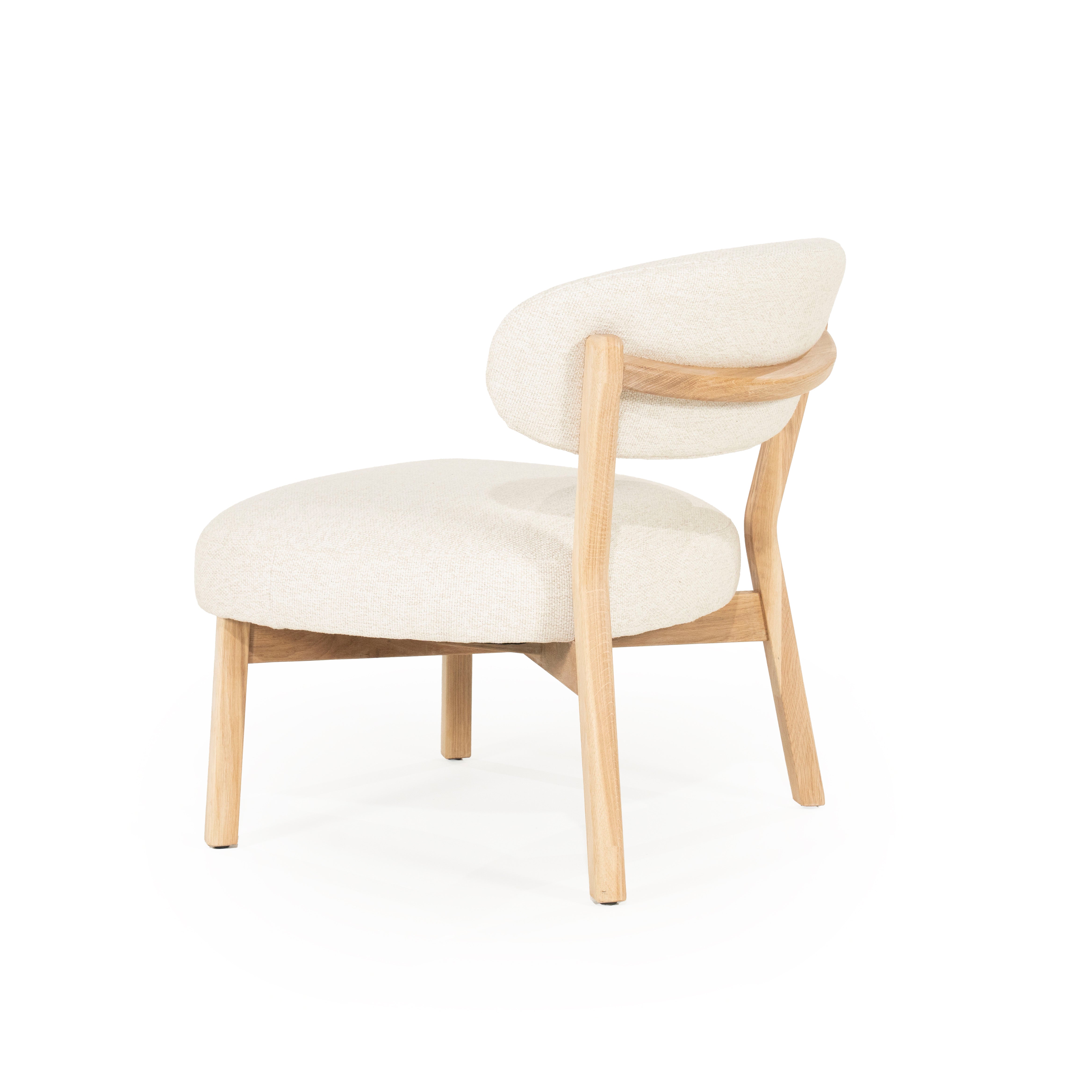 MIKKY Armchair in Light Beige with Light Wooden Base