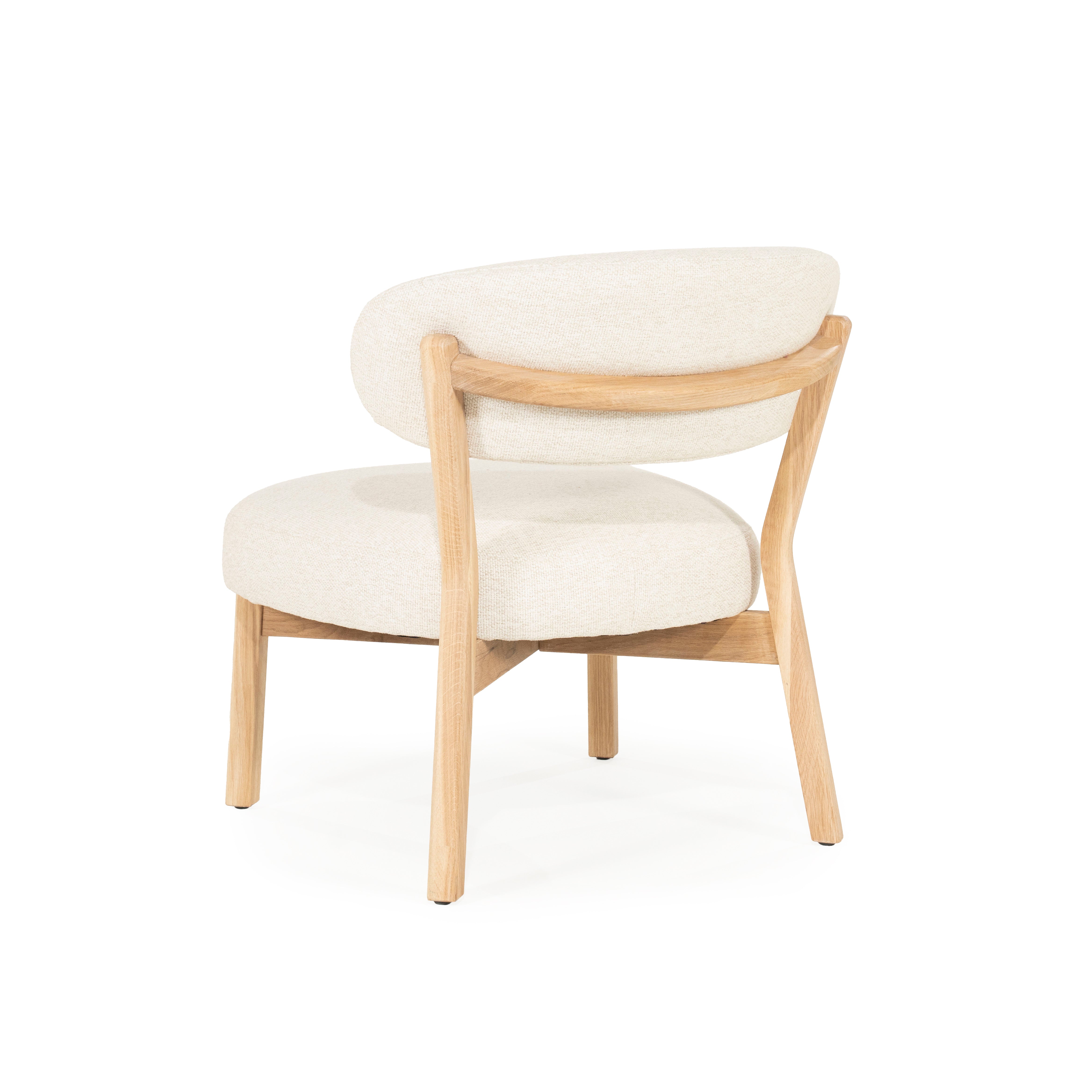 MIKKY Armchair in Light Beige with Light Wooden Base