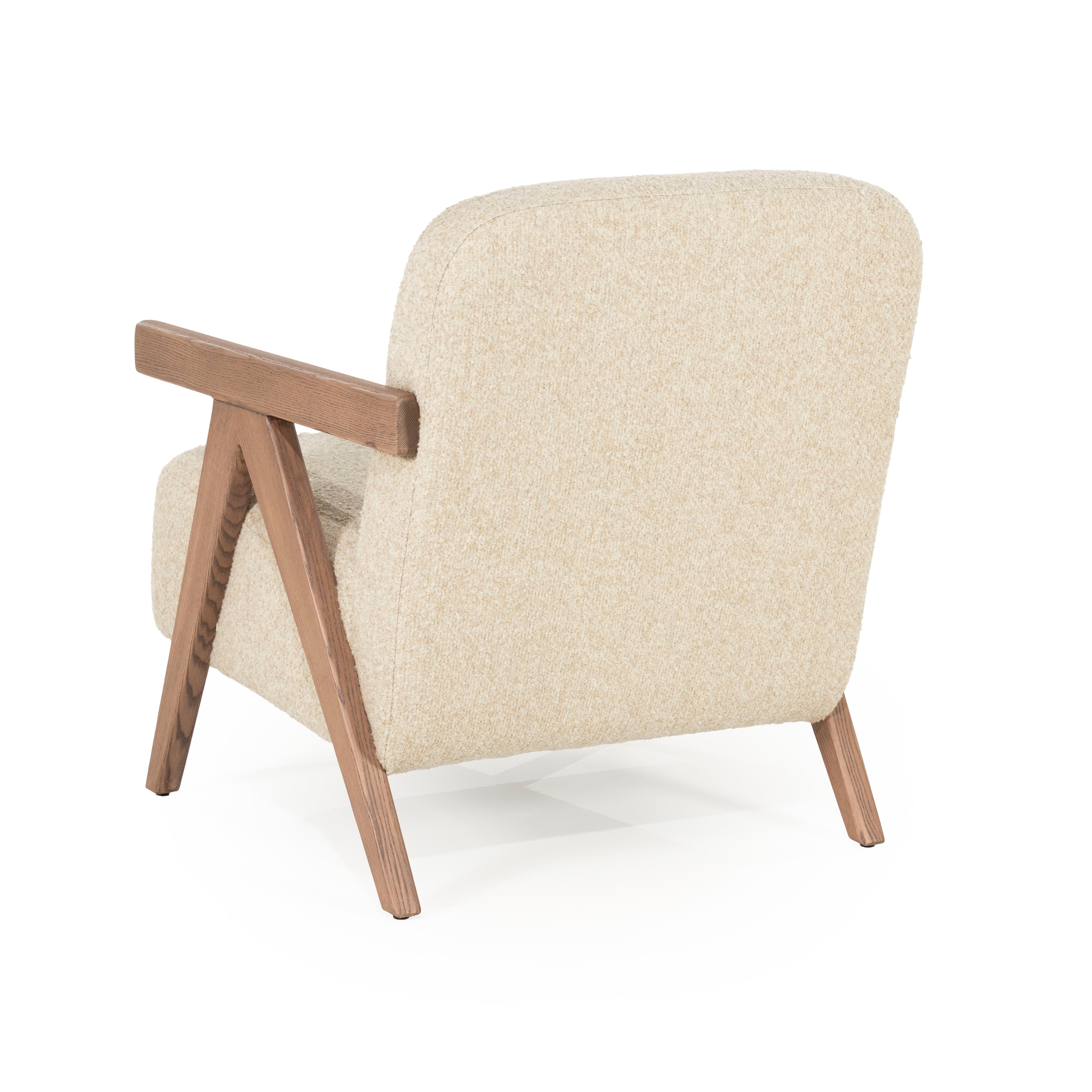 FRANCIS beige armchair with wooden base