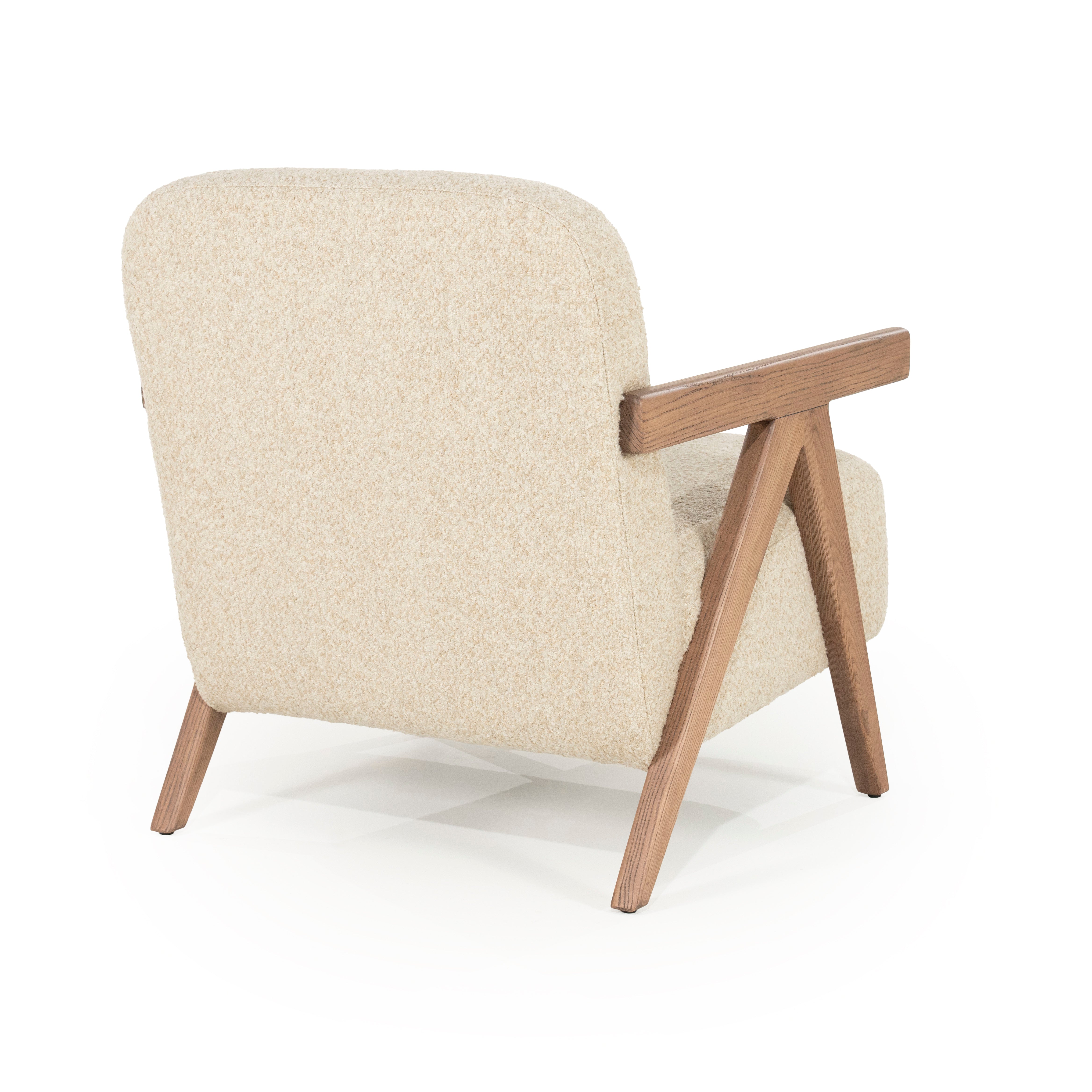 FRANCIS beige armchair with wooden base