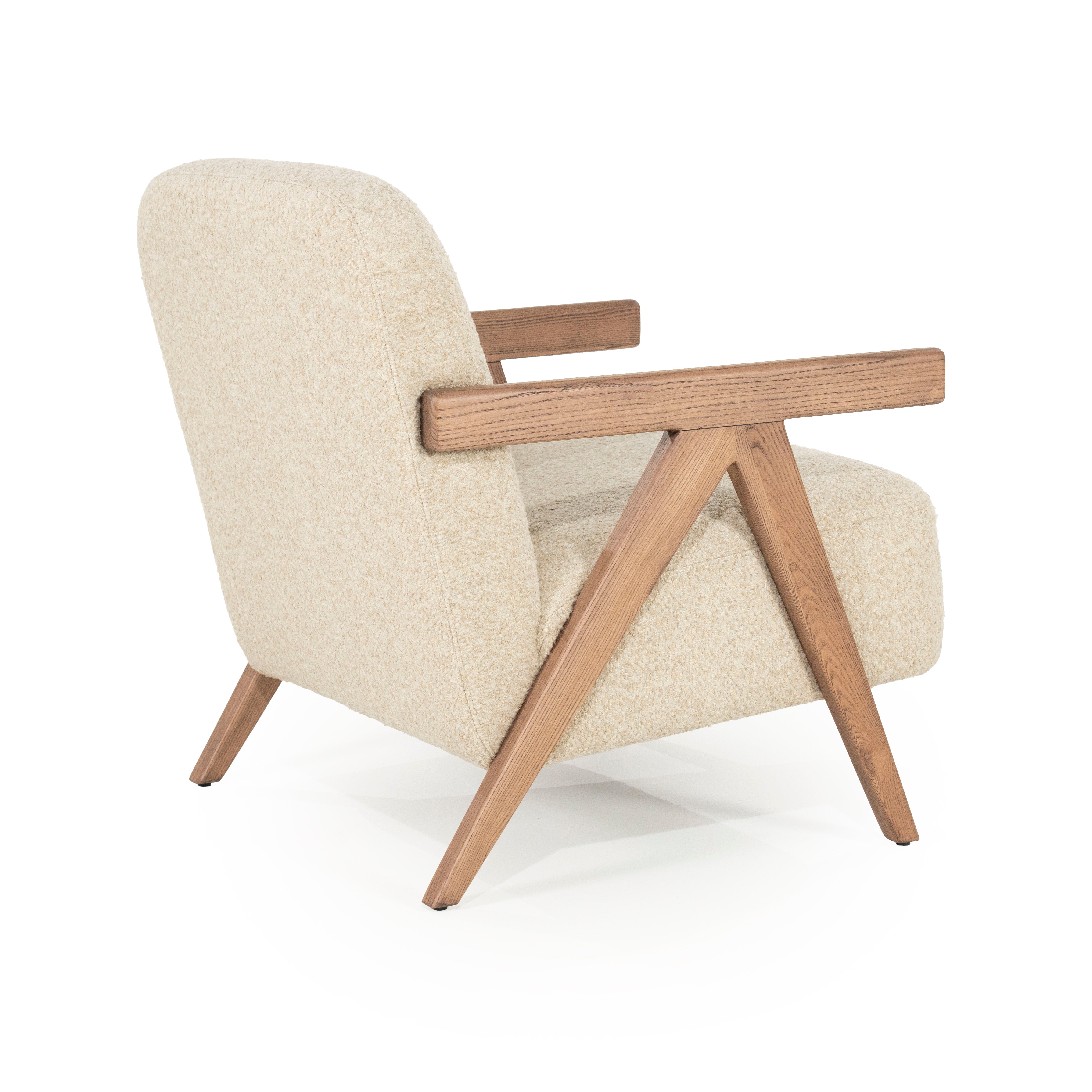 FRANCIS beige armchair with wooden base