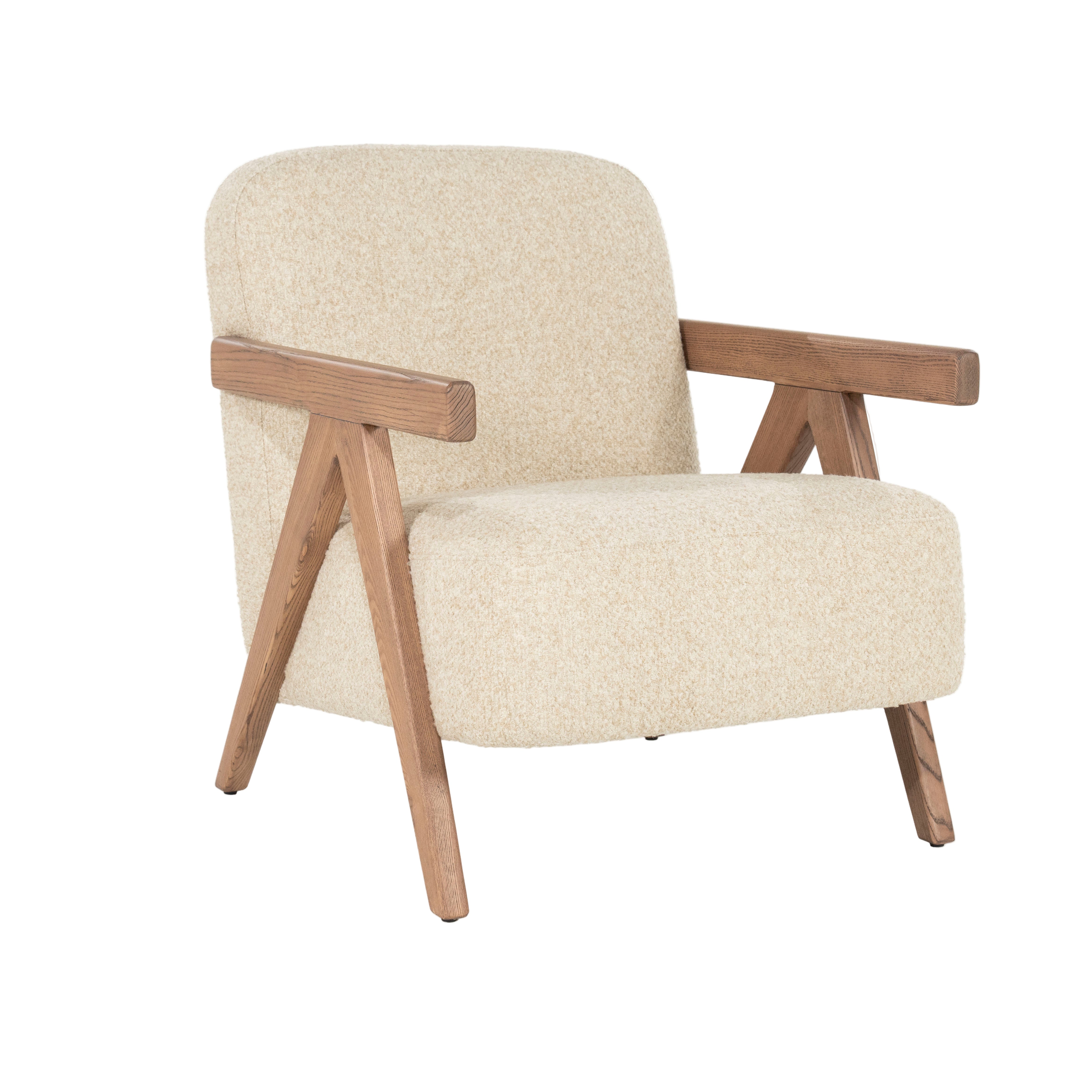 FRANCIS beige armchair with wooden base