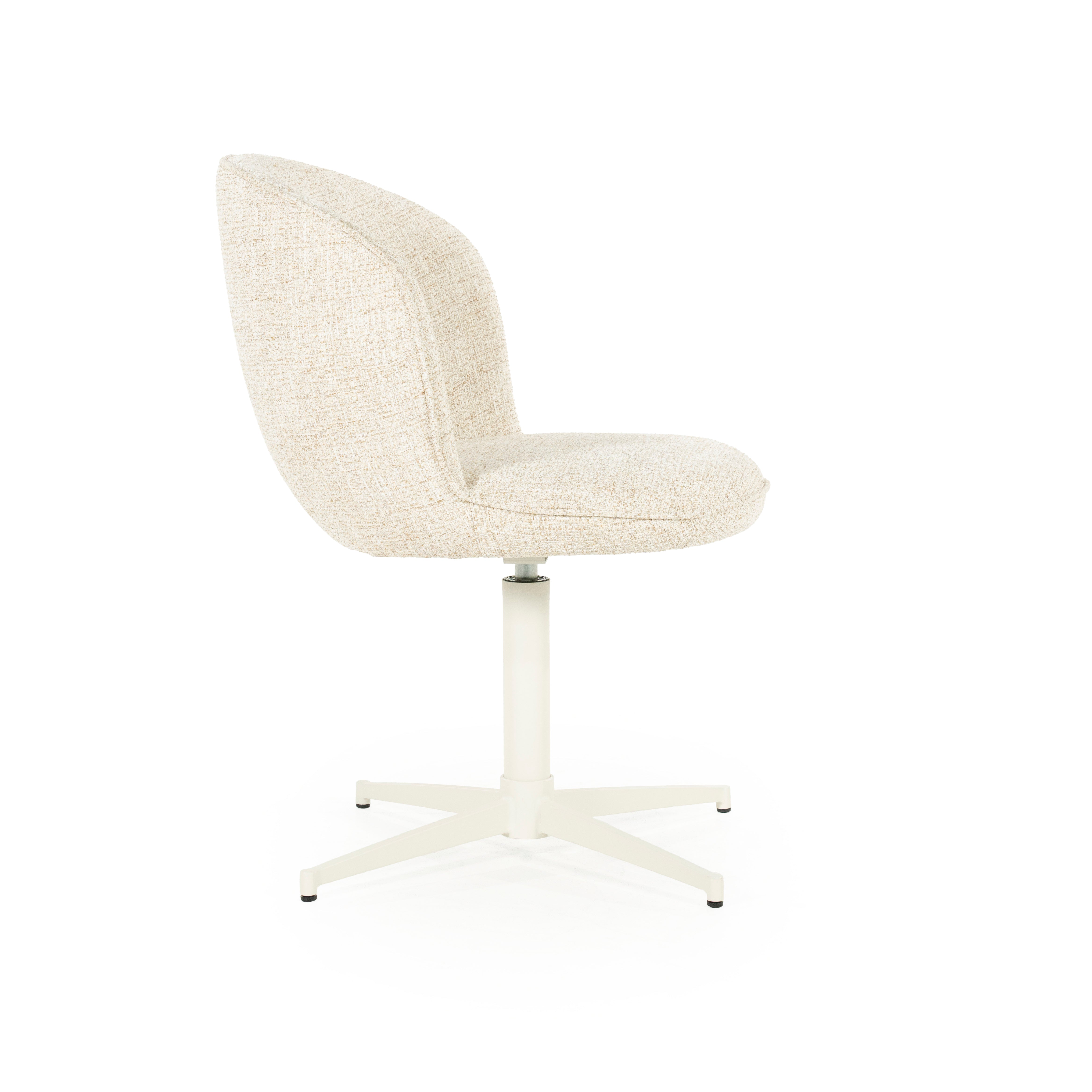 MOLLY Cream Swivel Chair with Cream Base
