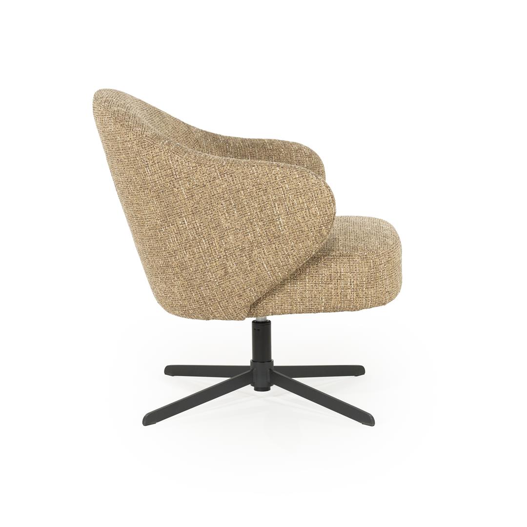 CONNOR swivel armchair mustard brown with black base