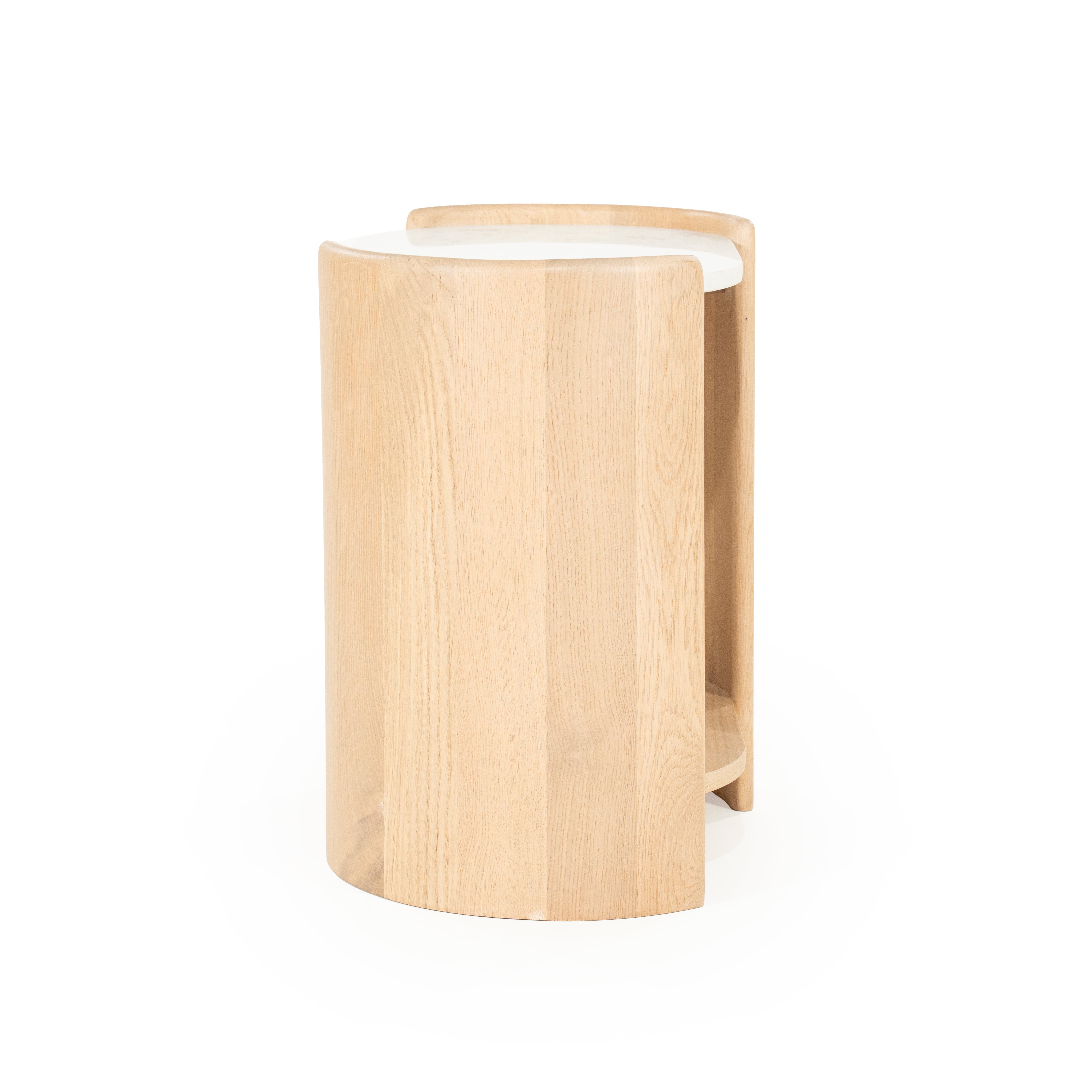 Bočný stolík DON z dubového dreva s mramorovou doskou