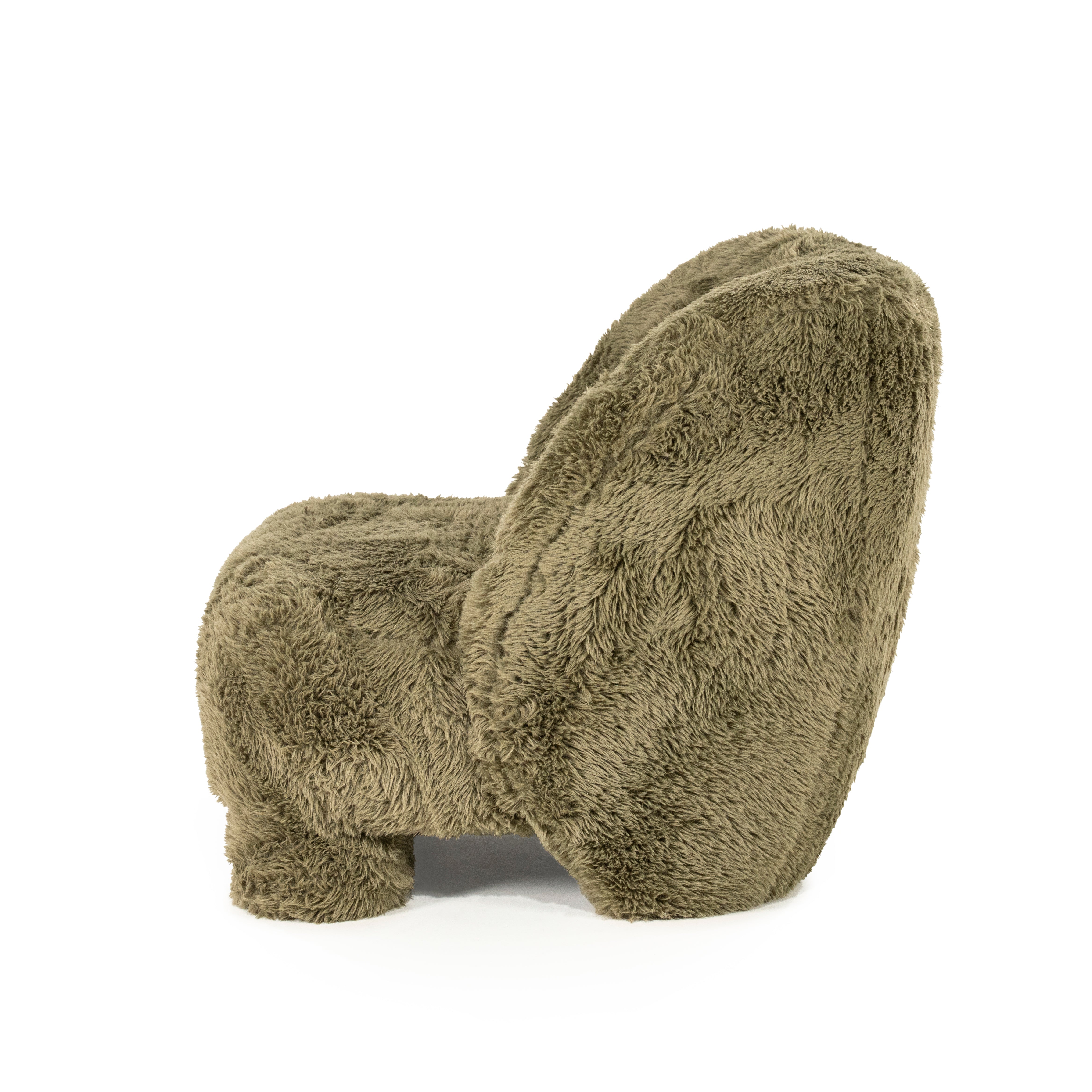 SAMSON green furry armchair