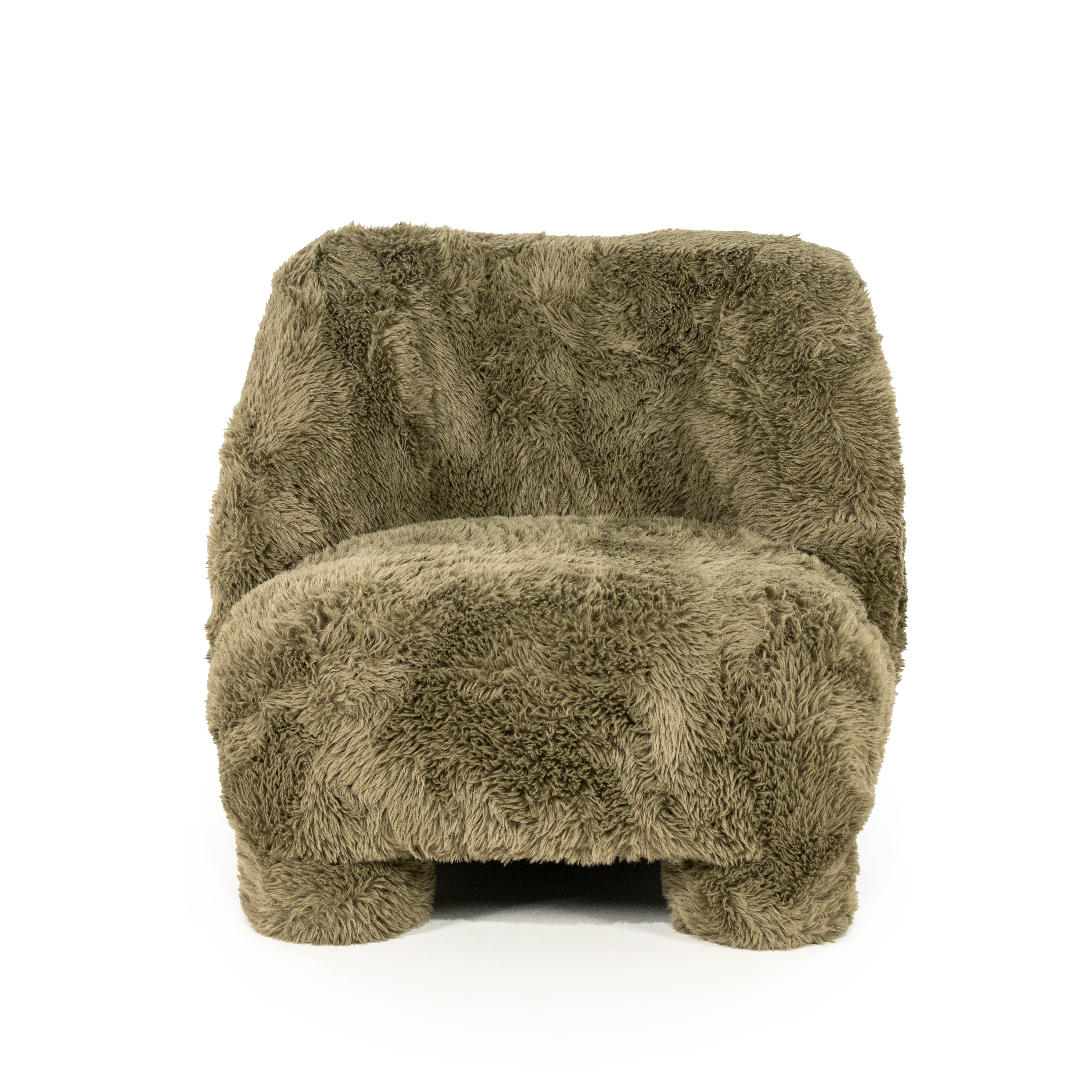 SAMSON green furry armchair