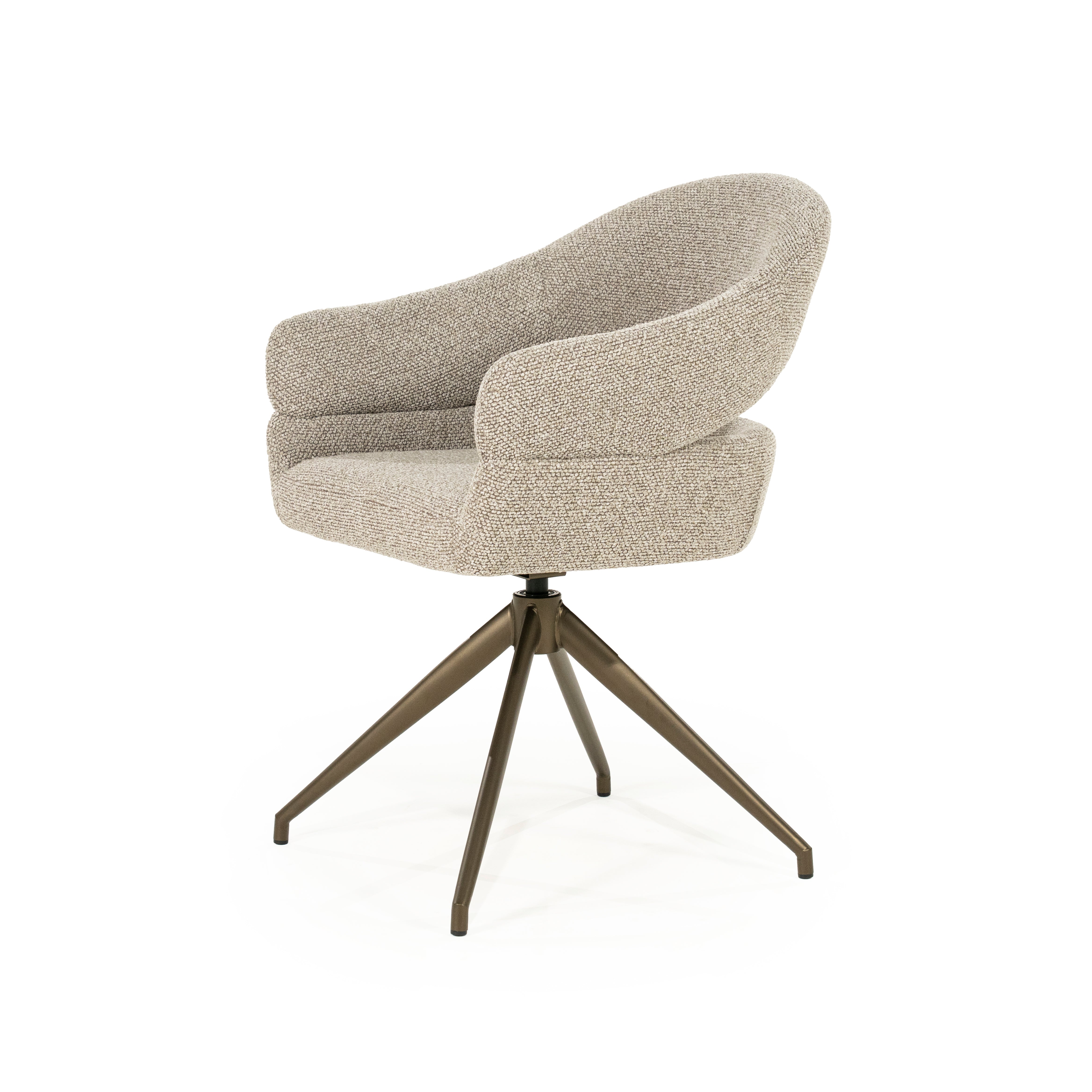 HAILEY taupe swivel chair with dark brown base