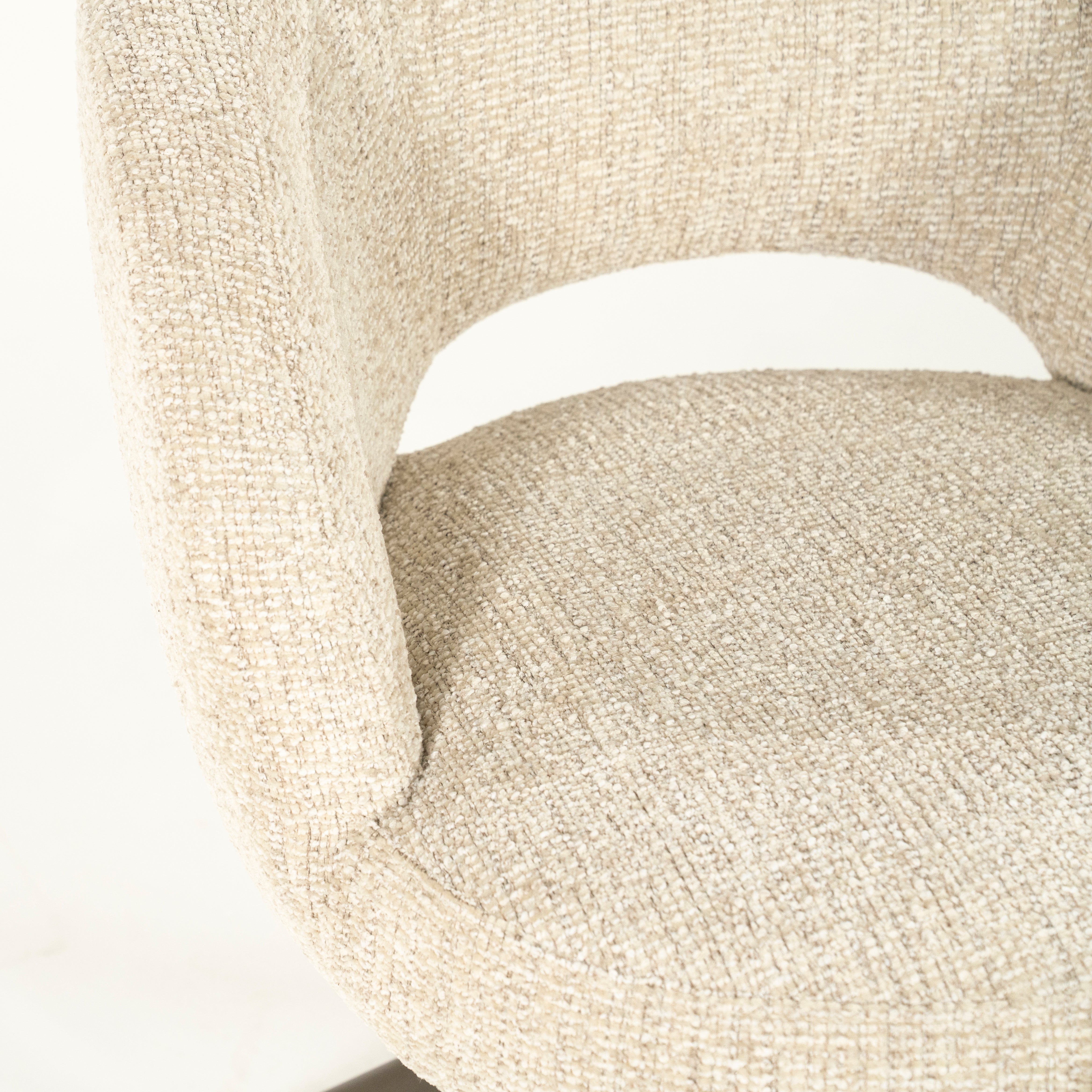 ALISSA swivel chair beige with dark brown base