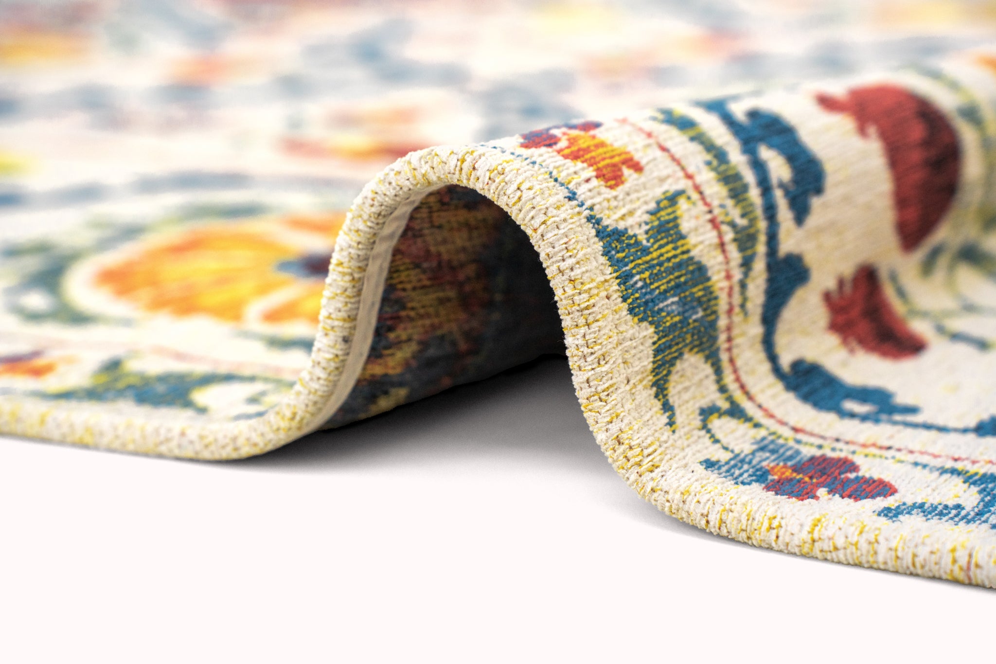 SUZANI ORIGINE beige rug with orange