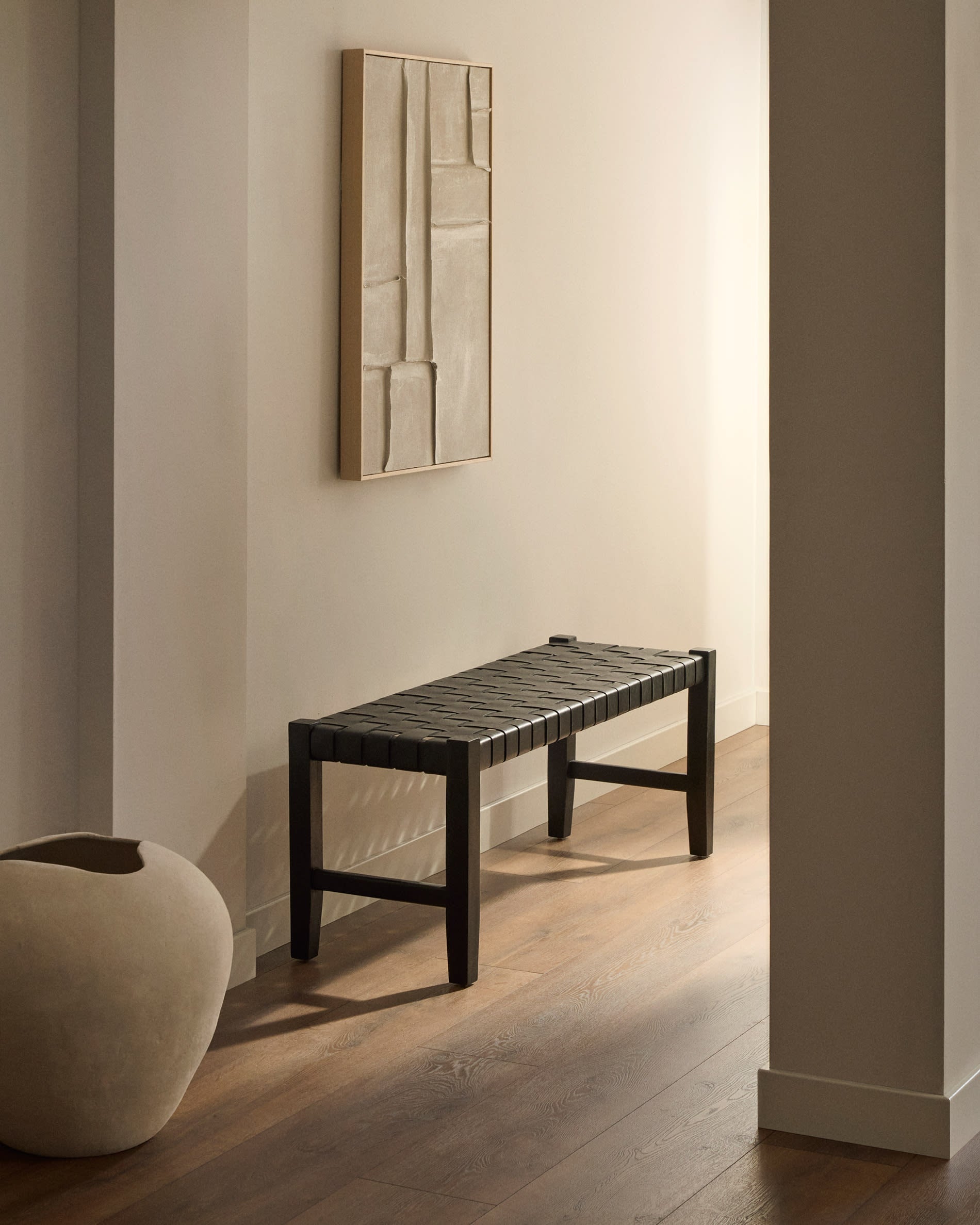 Lavička CALIXTA čierna koža