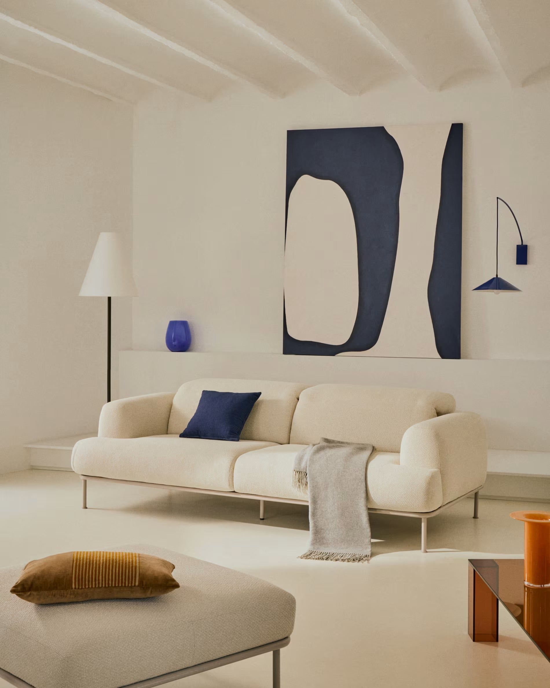 Podnožník AURUM ecru szenil s béžovým podstavcom