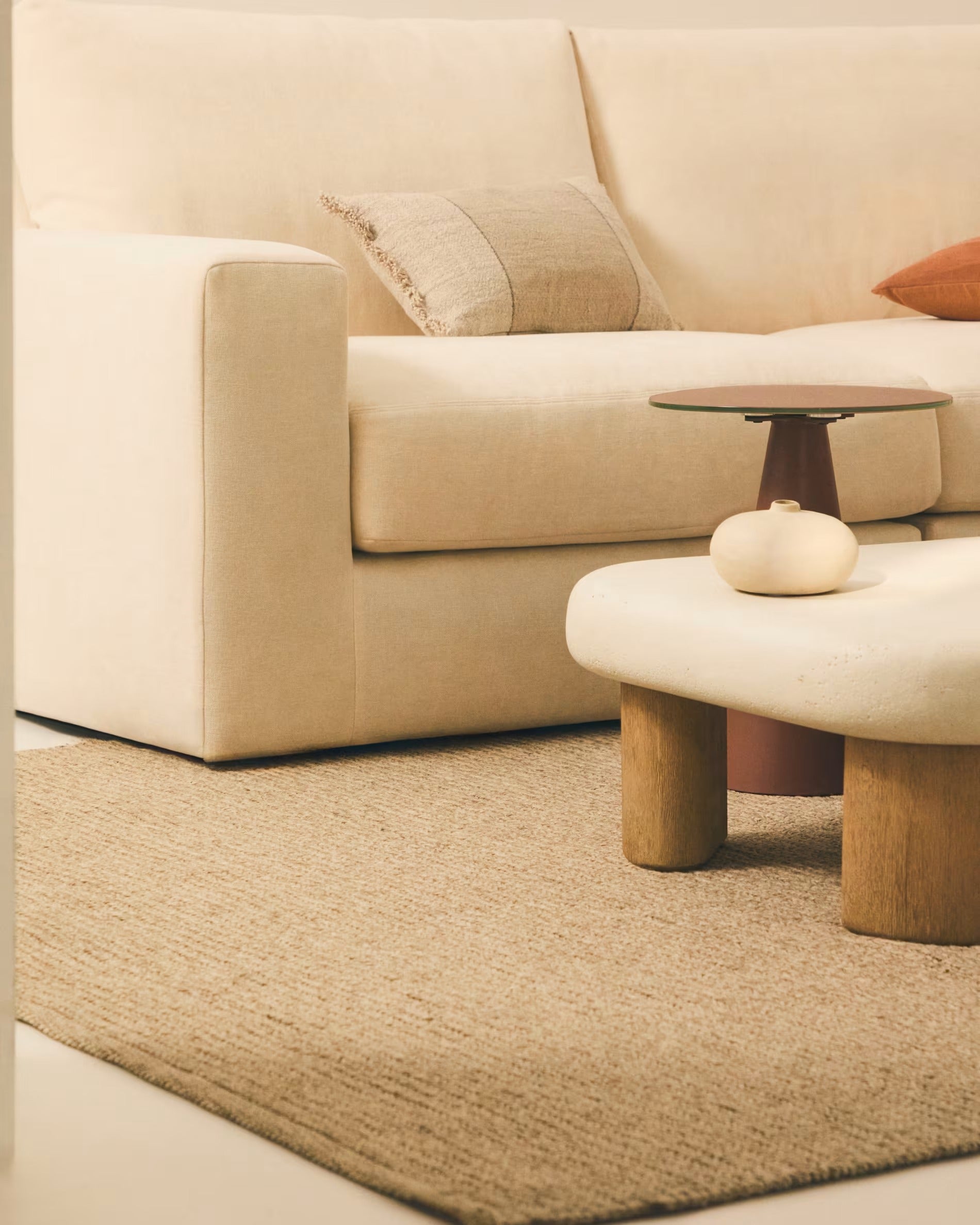 Alea ecru chenille corner sofa