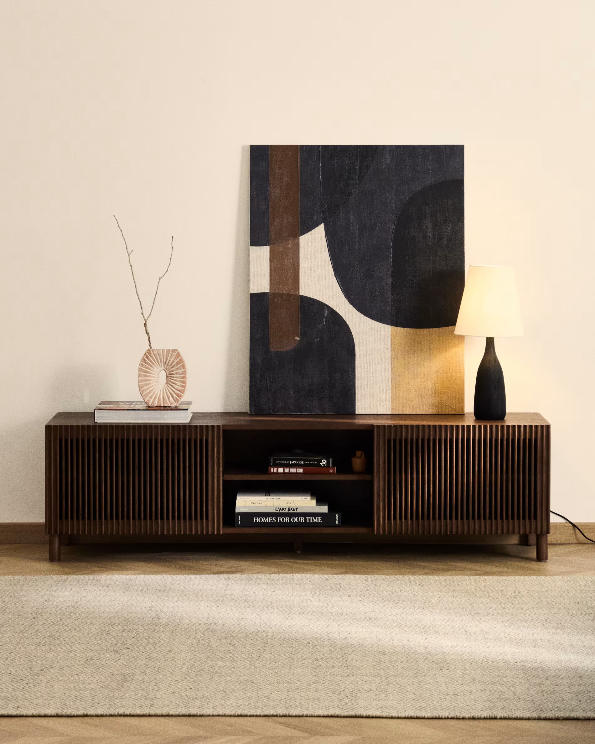 BEYLA TV Cabinet dark brown ash wood