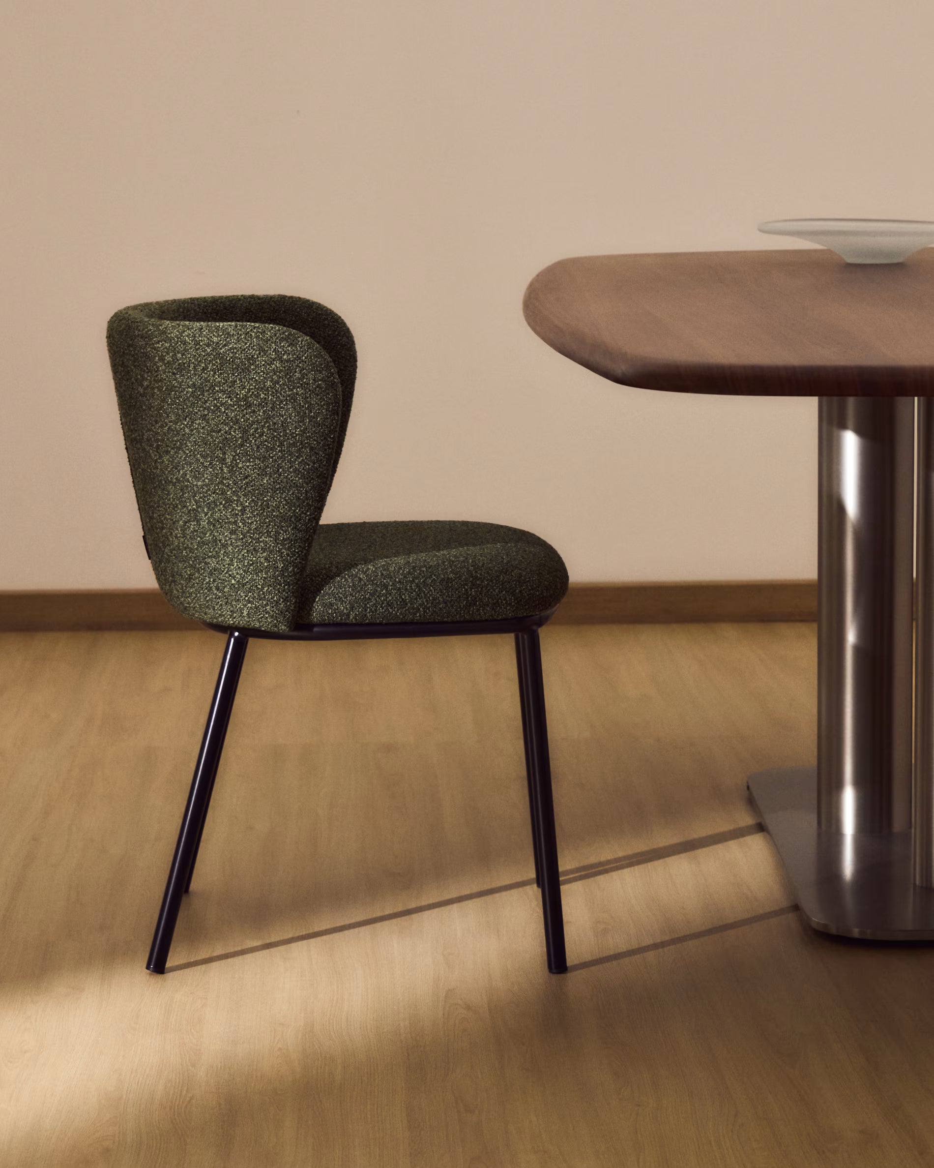 Ciselia Chair Dark Green Chenille with Black Base