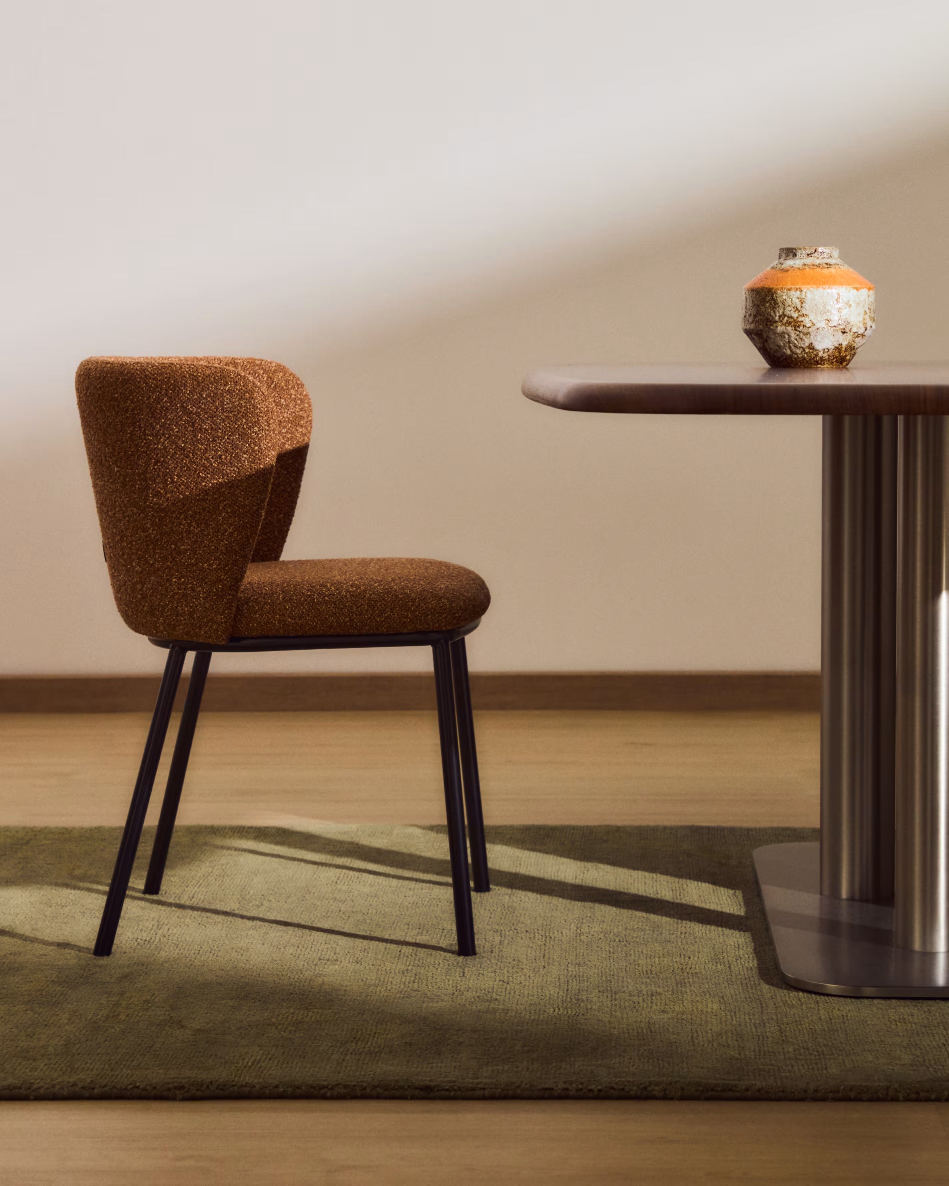 CISELIA Chair in Brick Chenille with Black Base