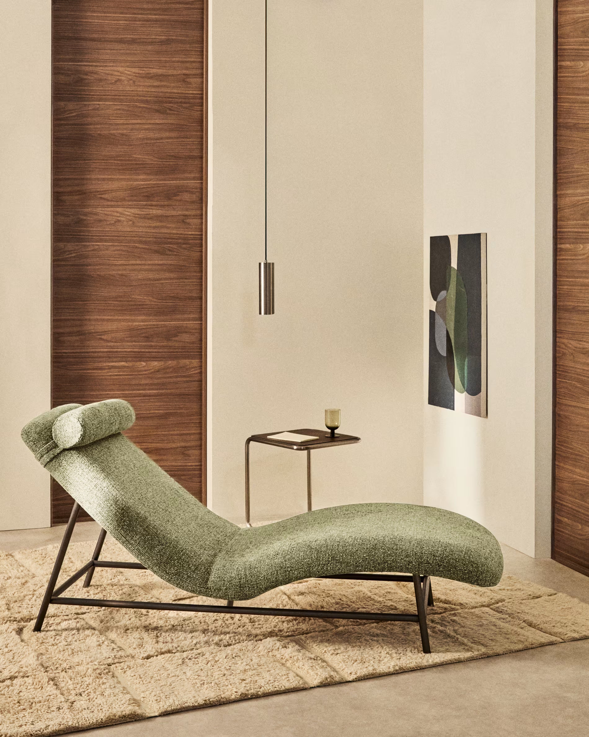 Szezlong OSLA jasne zelený s čiernym podstavcom