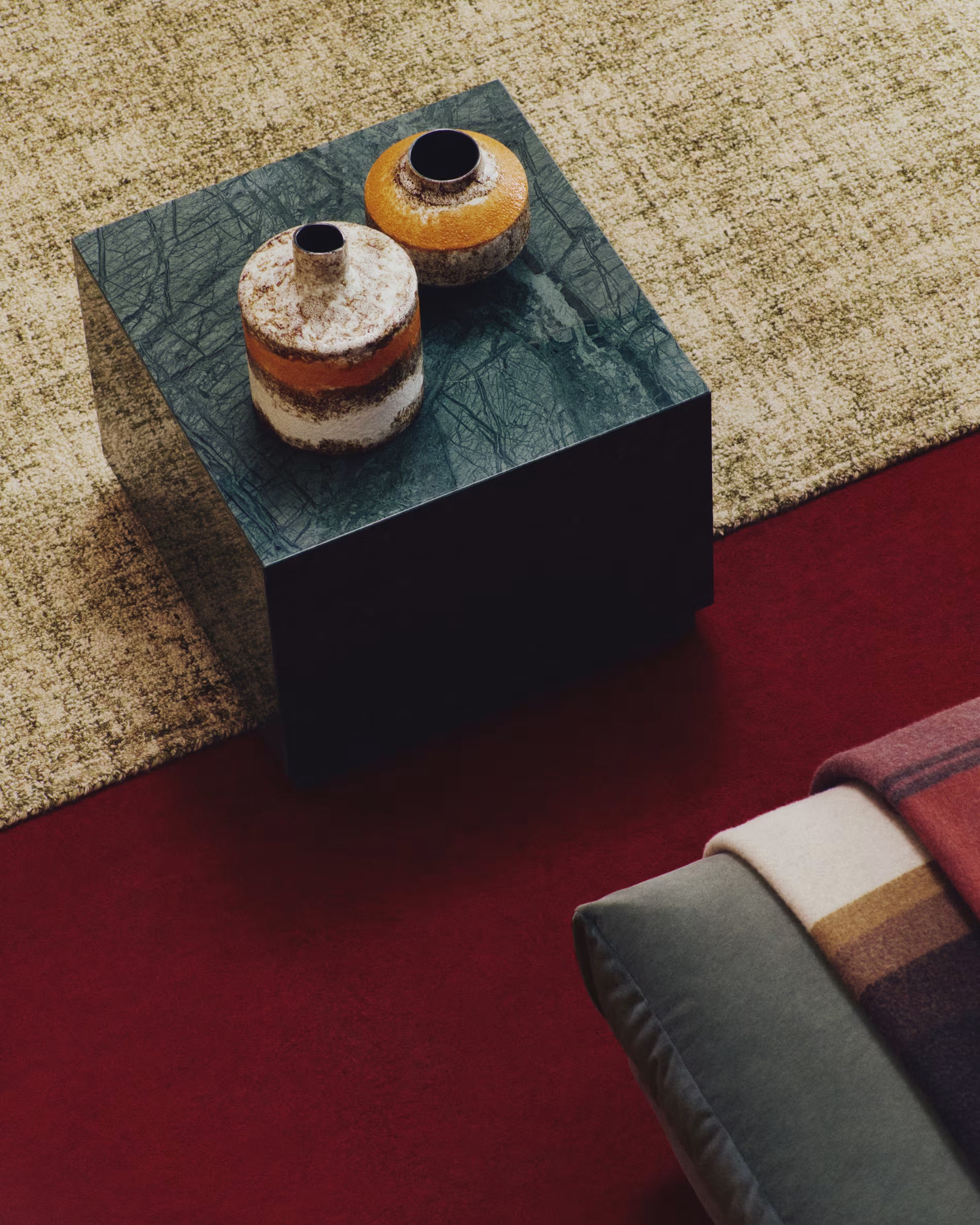 Kávový stolík SOREIN zelený mramor