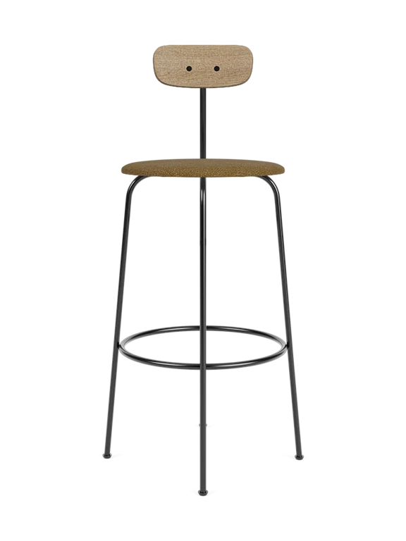 AFTEROOM stool with oak frame and upholstered mustard seat