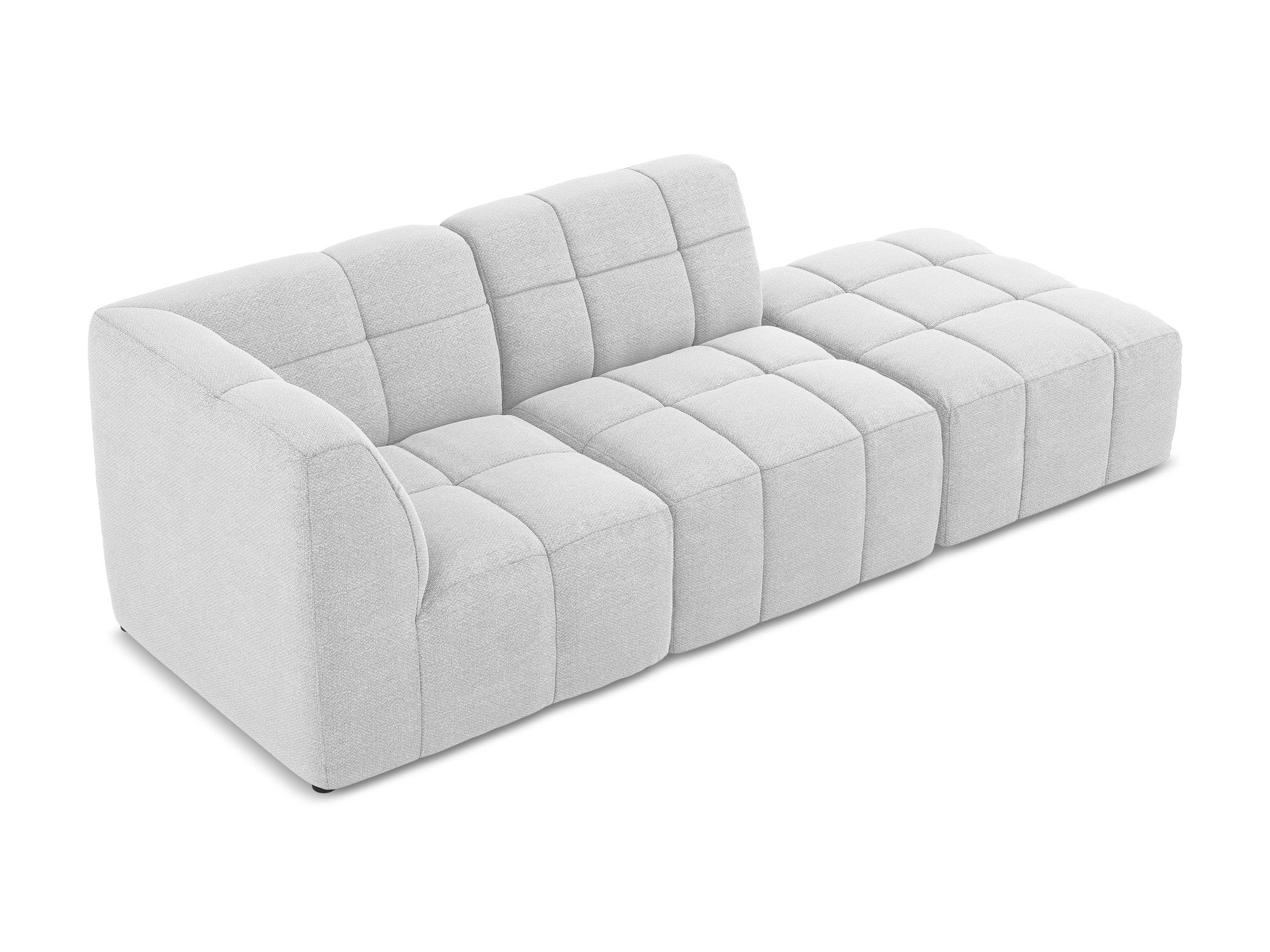 Left-facing open modular 3-seater sofa ALOHA silver boucle