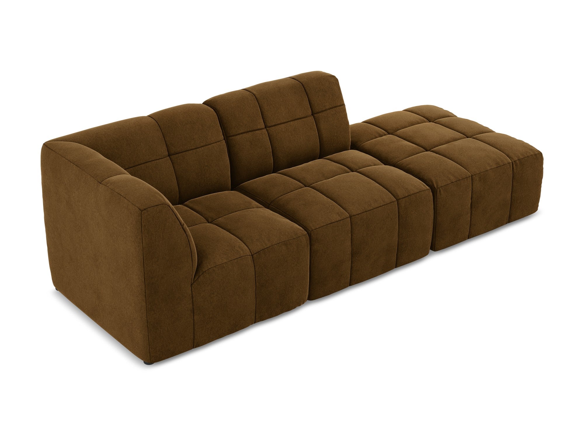 Open left-facing velvet modular sofa for 3 people ALOHA mustard