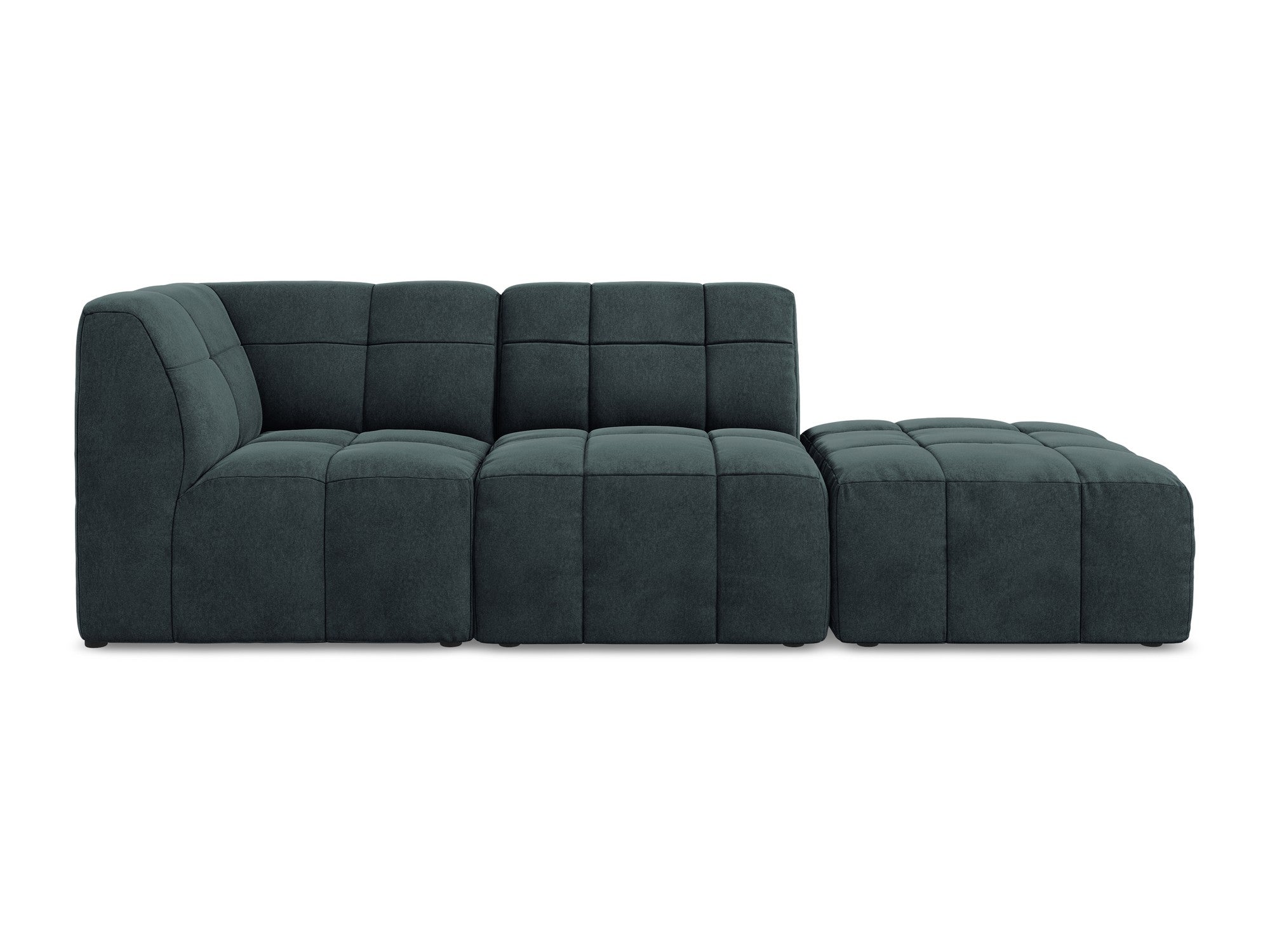 Left-facing open velvet modular sofa for 3 people ALOHA in teal