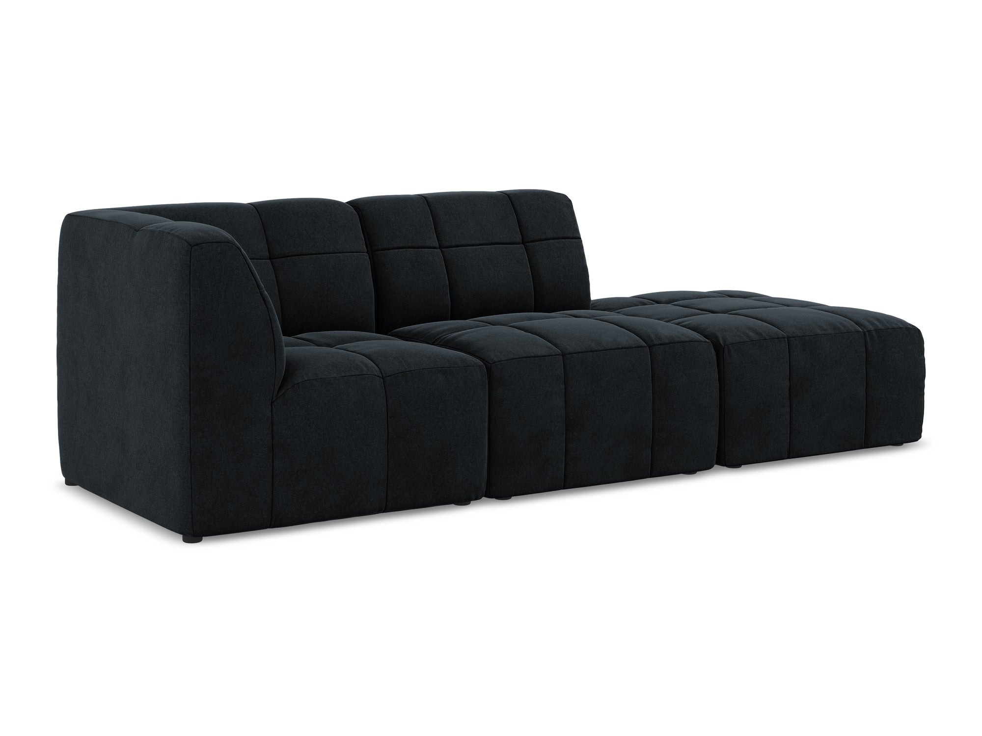 Left-facing open velvet modular sofa for 3 people ALOHA in royal blue