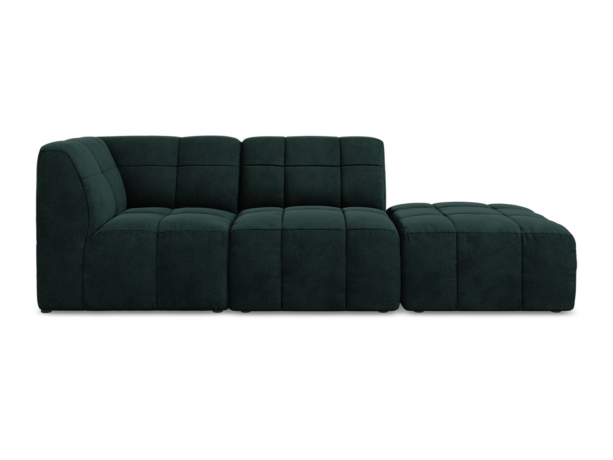 Left-facing open velvet modular sofa for 3 people ALOHA in gray-green