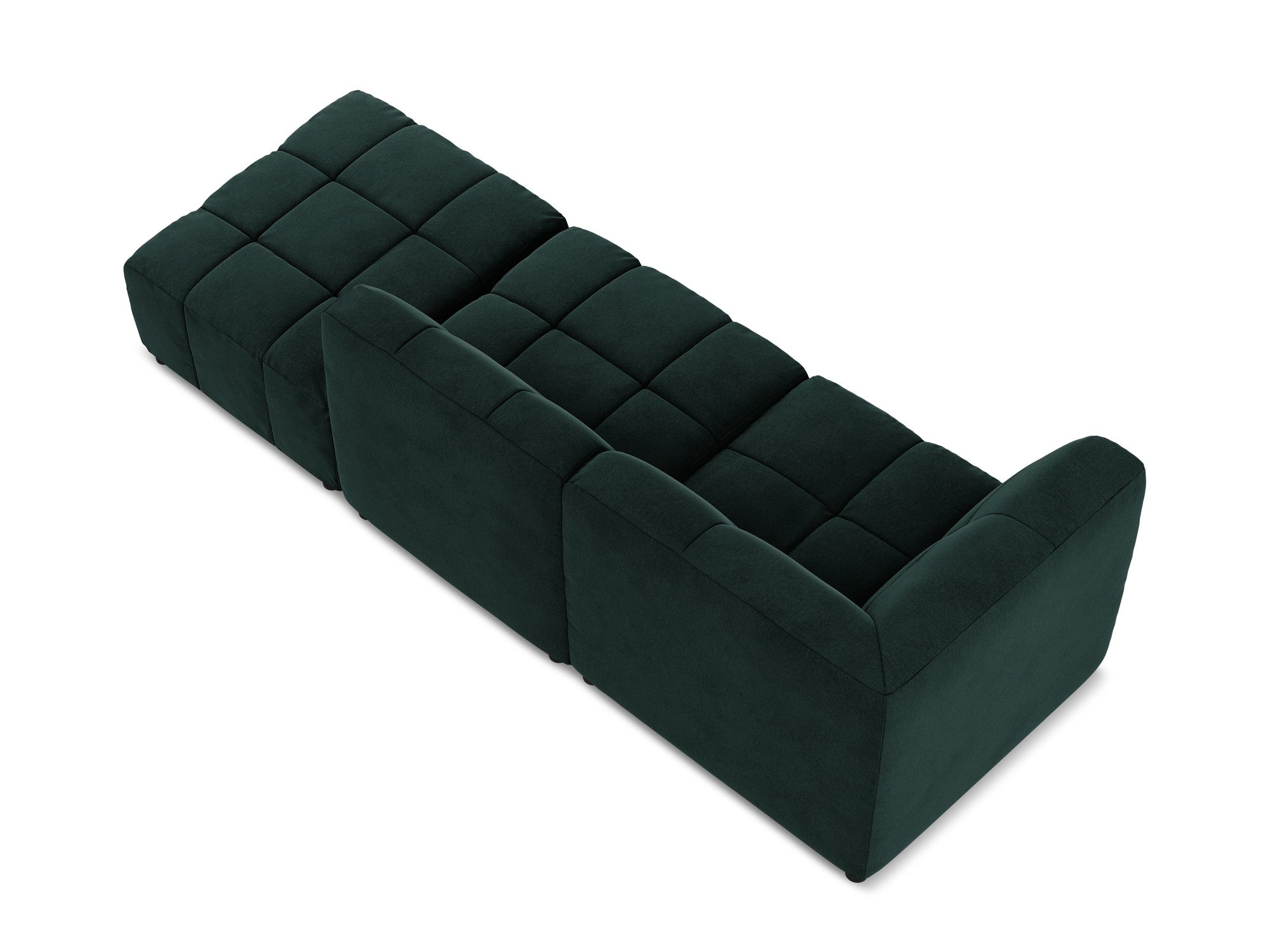 Left-facing open velvet modular sofa for 3 people ALOHA in gray-green