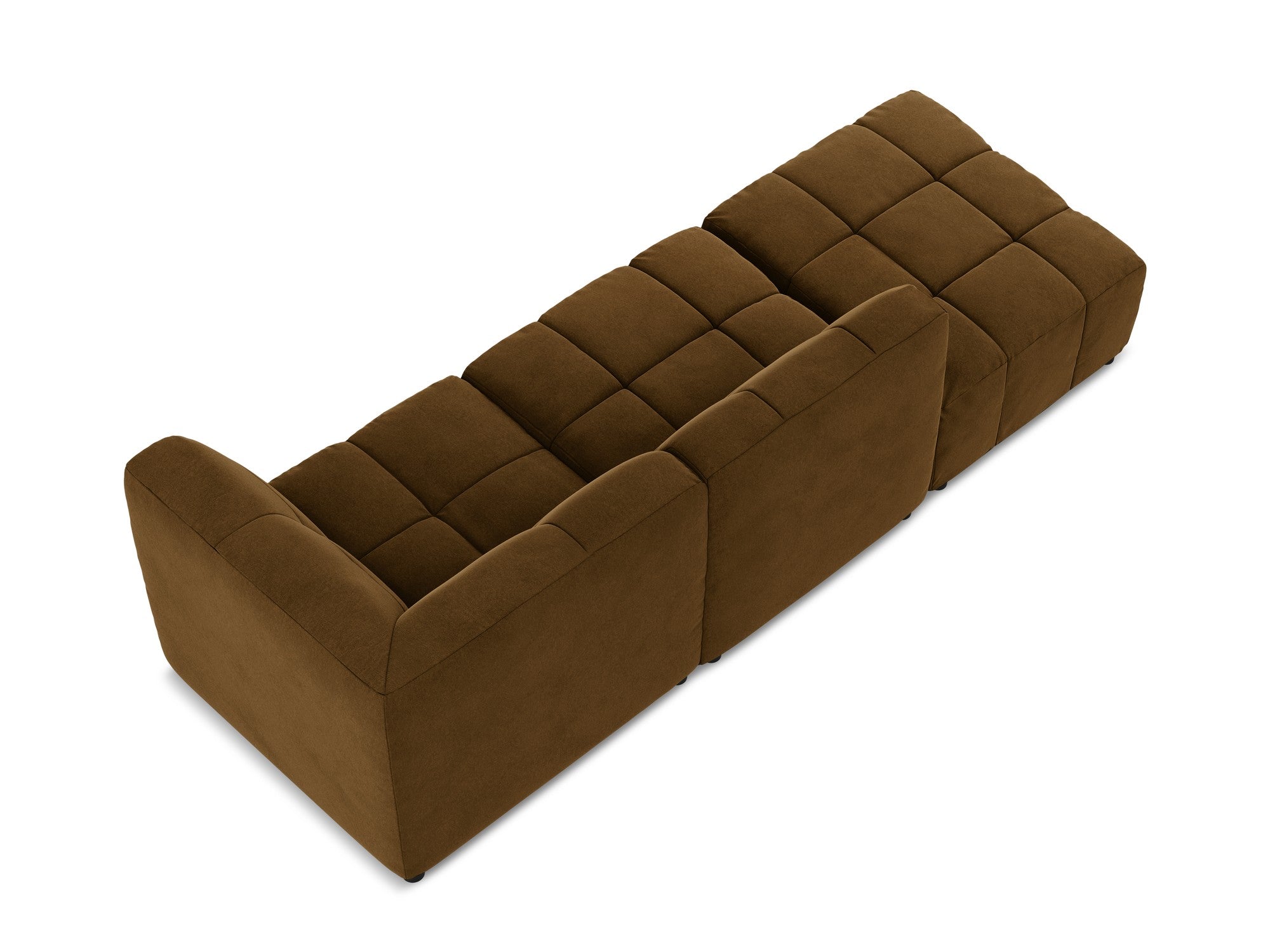 Open right-facing velvet modular sofa for 3 people ALOHA mustard