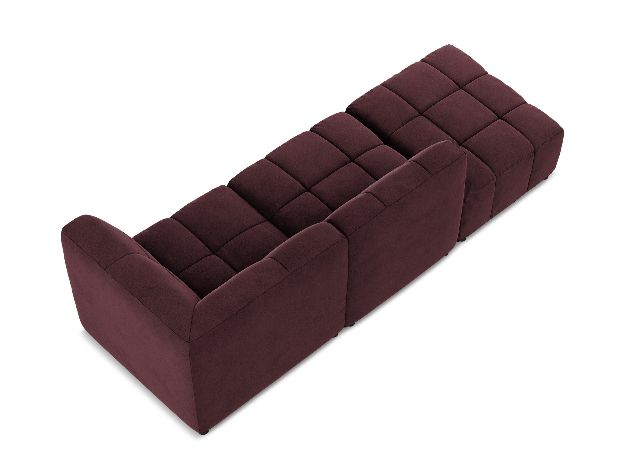 Burgundy Right-Open 3-Seater Velvet Modular Sofa ALOHA