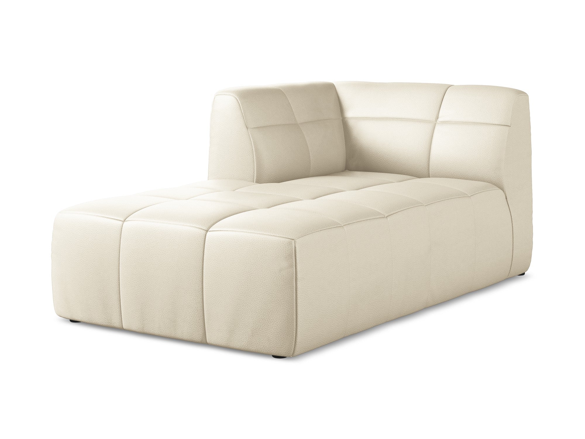 Left-facing ALOHA chaise longue in light beige eco-leather