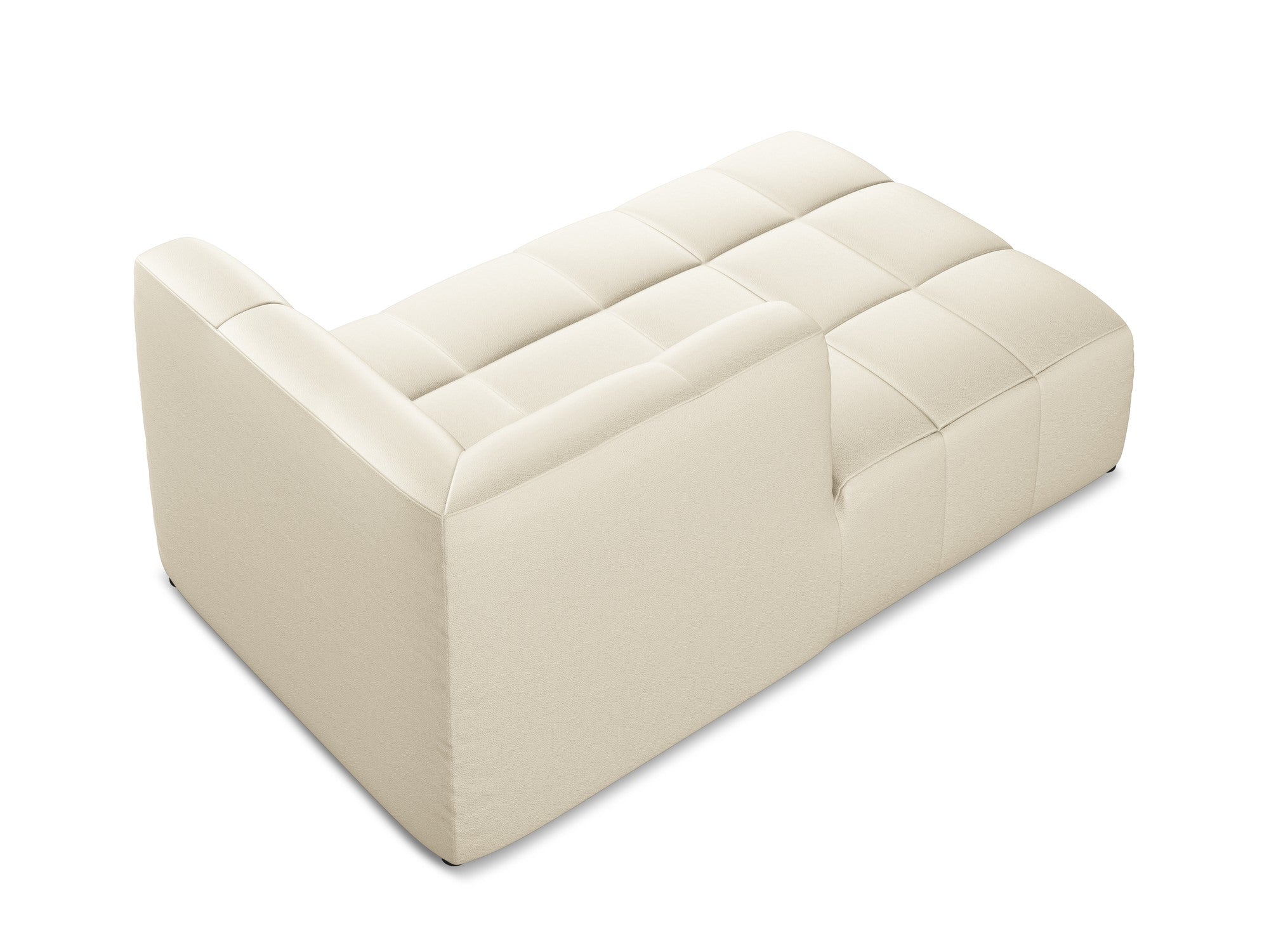 Left-facing ALOHA chaise longue in light beige eco-leather